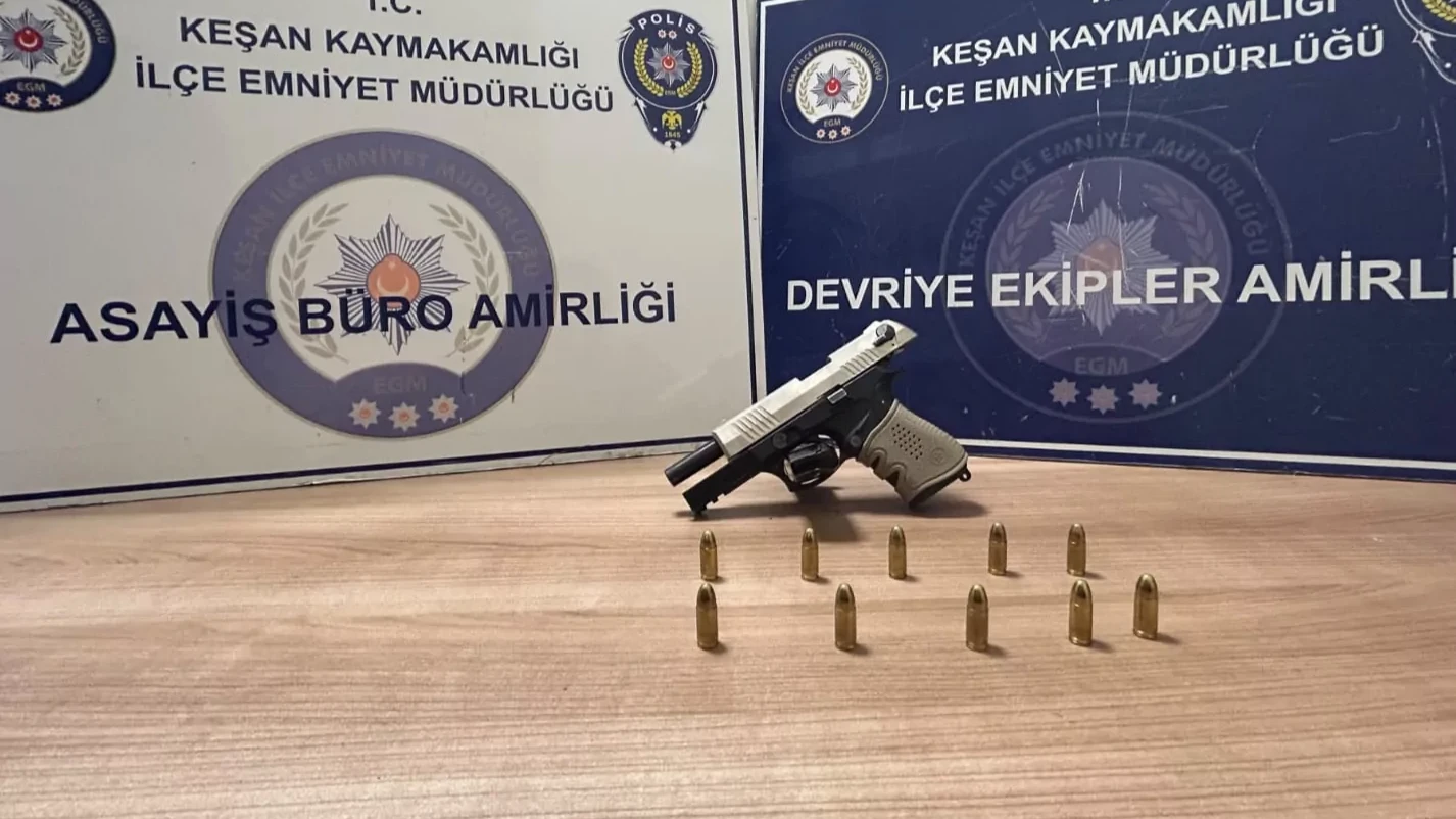 Keşan Aşağı Zaferiye'de gece yarısı silah alarmı: 1 gözaltı