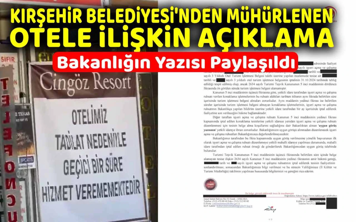 Cingöz Otel Bakanlık müdahalesiyle mühürlendi