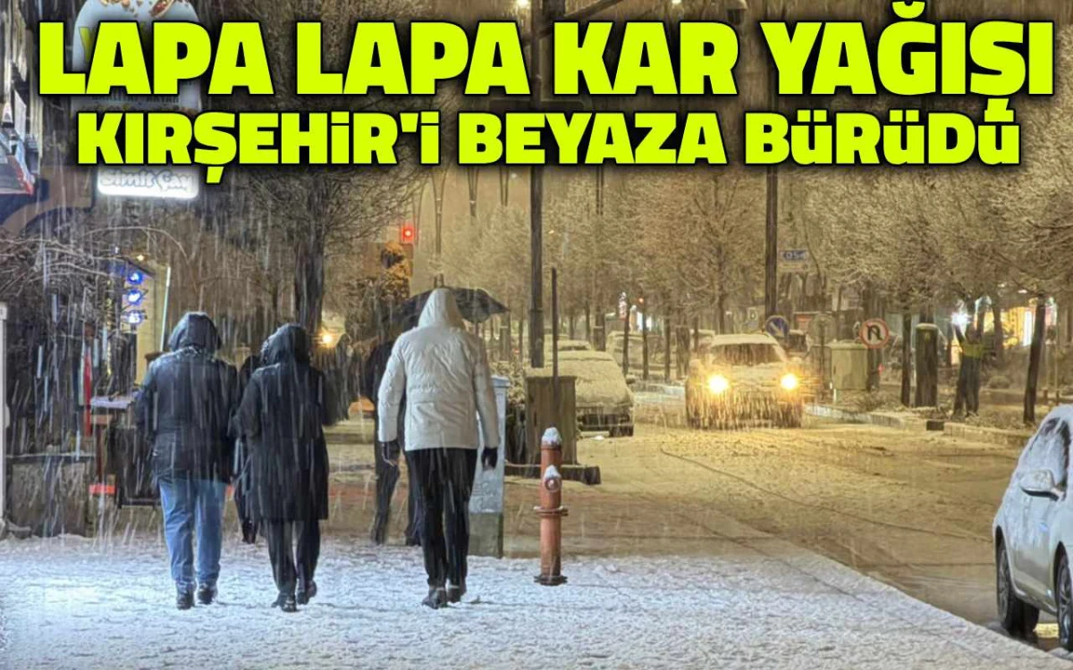 Lapa lapa kar yağışı Kırşehir'i beyaza bürüdü