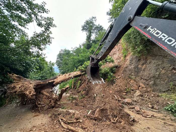 Ordu'da üç ilçenin bağlantı yolu heyelan nedeniyle ulaşıma kapandı