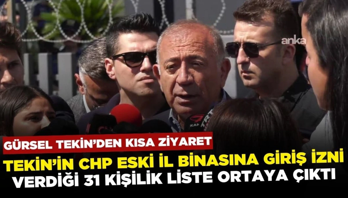 Gürsel Tekin’in CHP Eski İl Binasına Giriş İzni Verdiği 31 Kişilik Liste Ortaya Çıktı