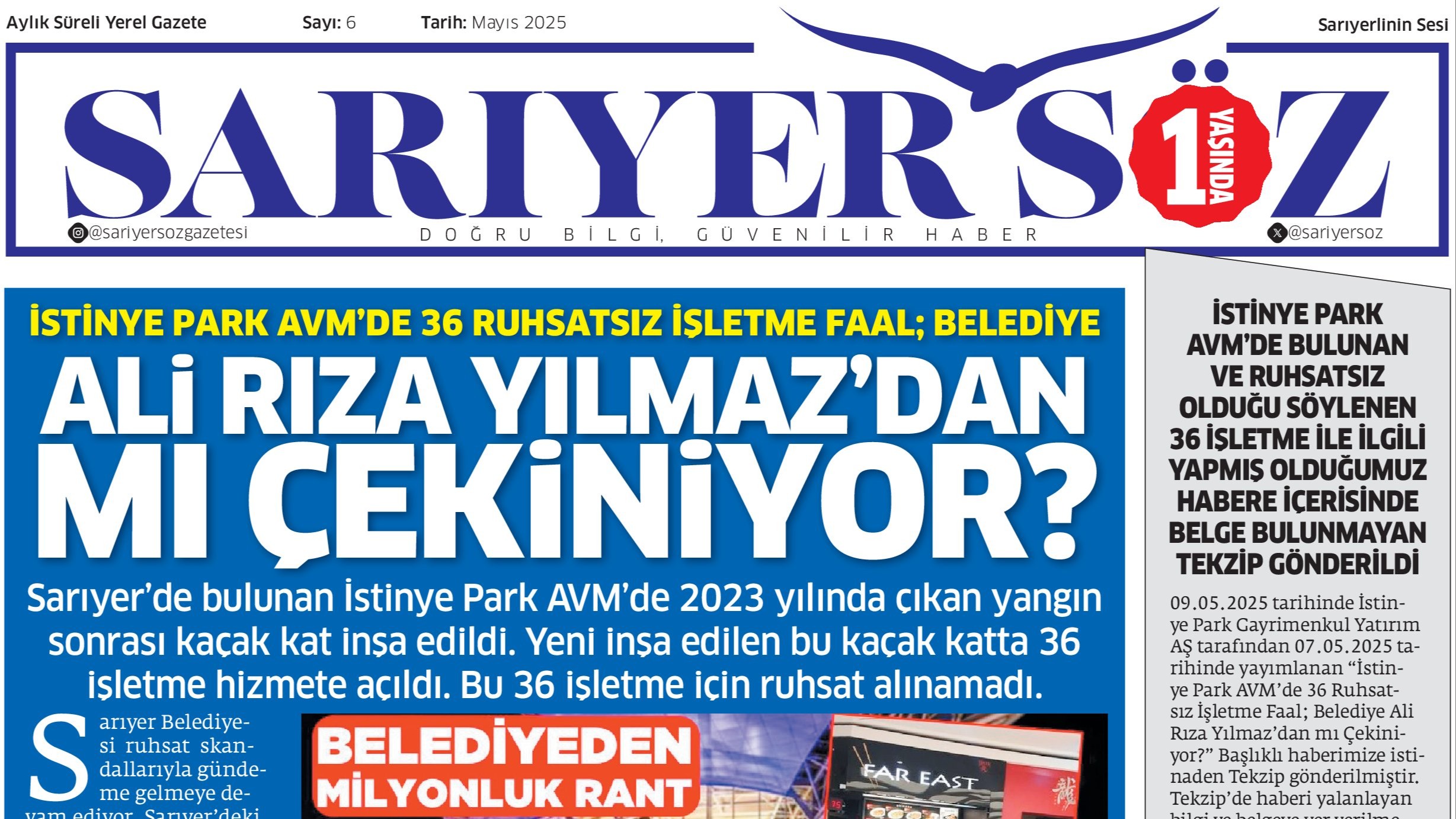 Sarıyer Söz Gazetesi Sayı:6