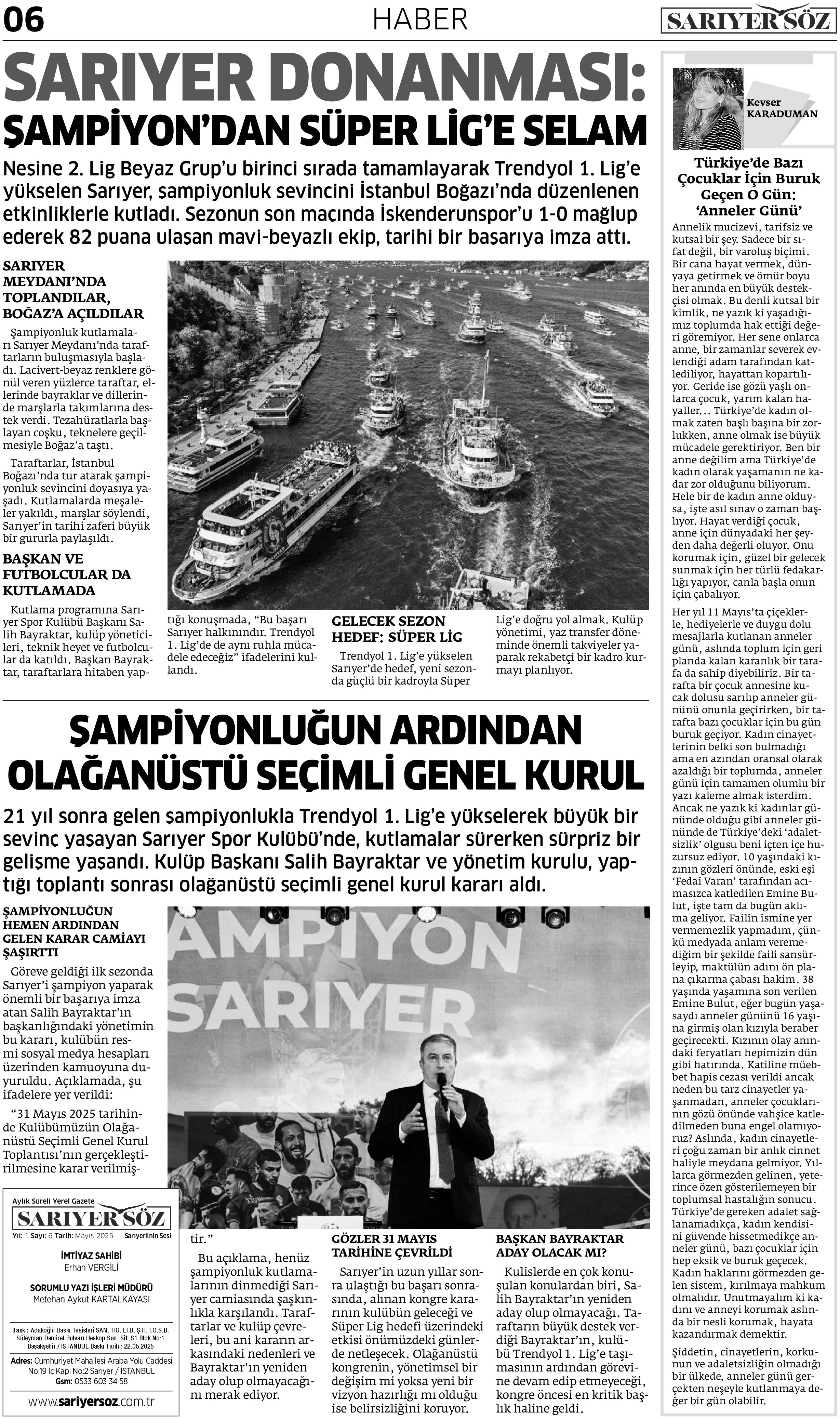 Sarıyer Söz Gazetesi Sayı:6 — Sayfa 6