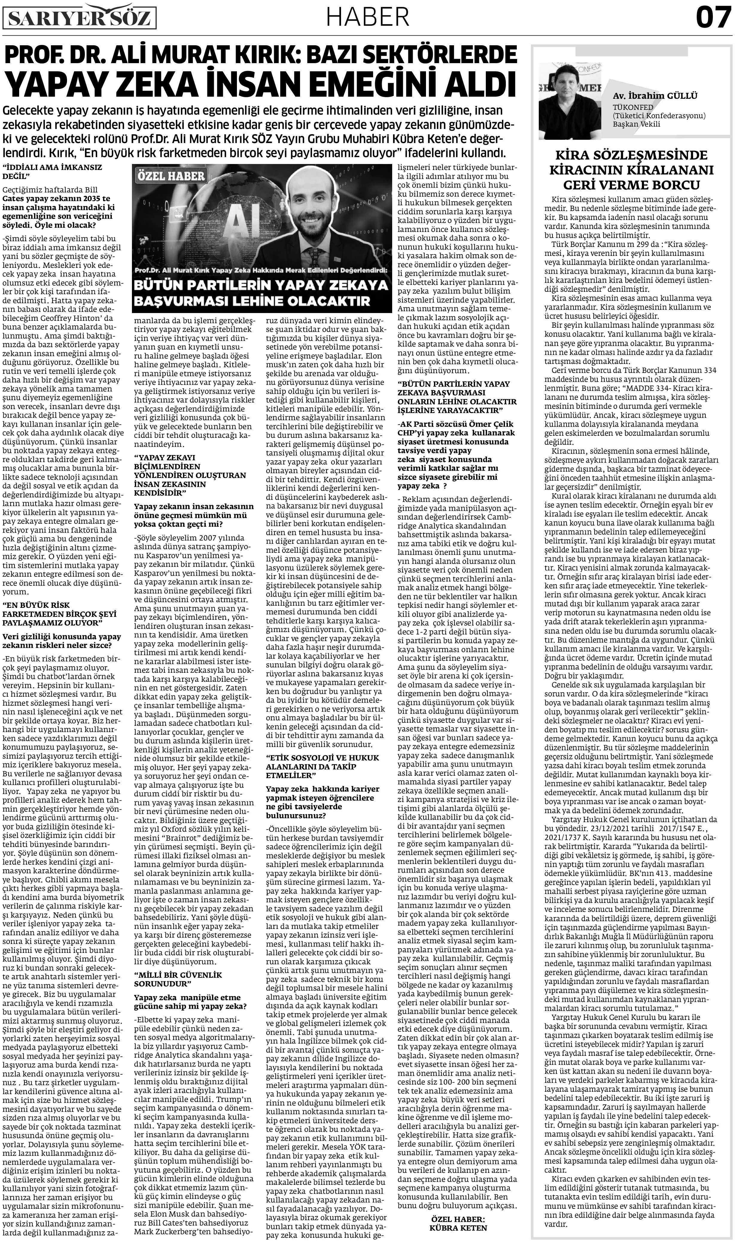 Sarıyer Söz Gazetesi Sayı:6 — Sayfa 7
