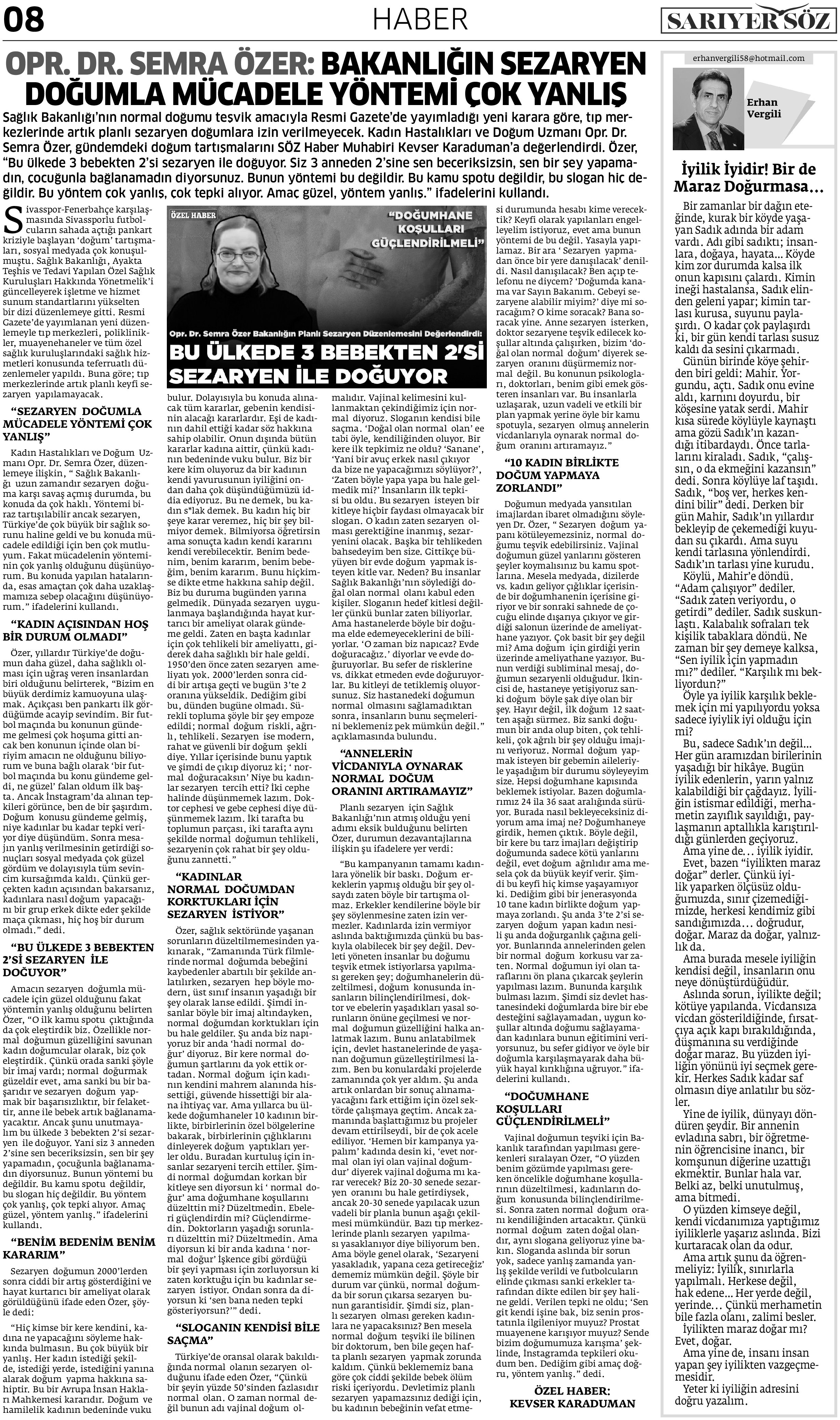 Sarıyer Söz Gazetesi Sayı:6 — Sayfa 8