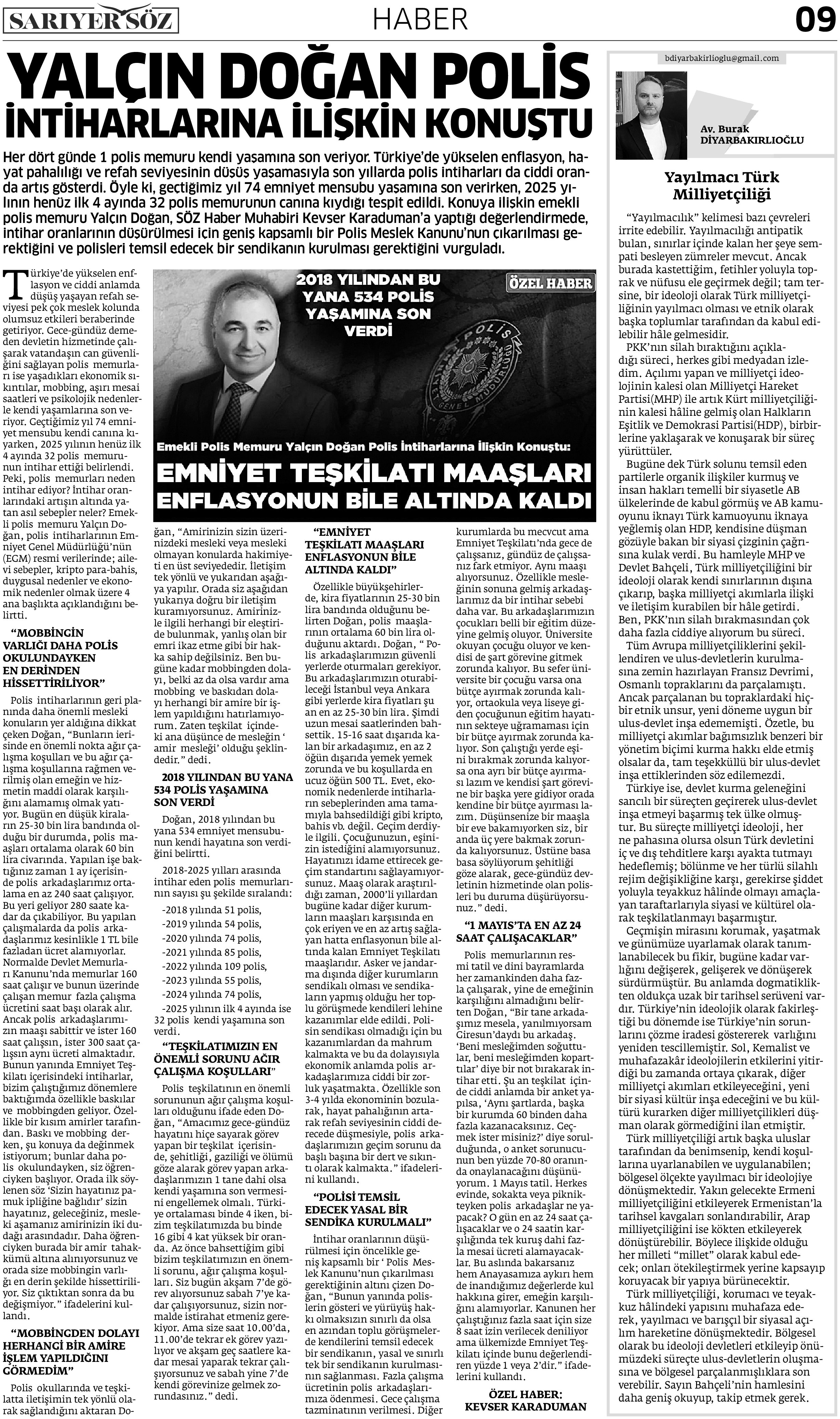Sarıyer Söz Gazetesi Sayı:6 — Sayfa 9