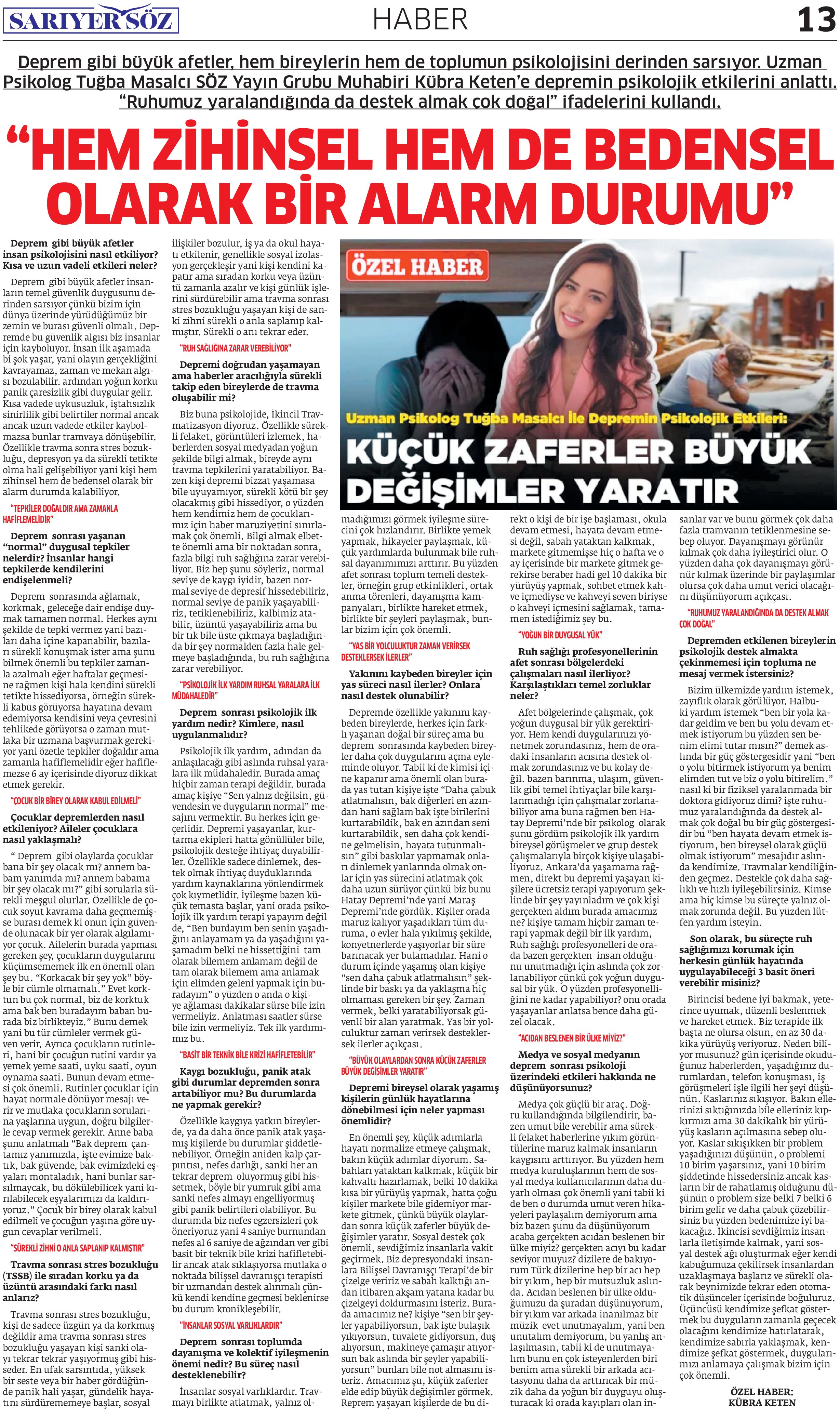 Sarıyer Söz Gazetesi Sayı:6 — Sayfa 12