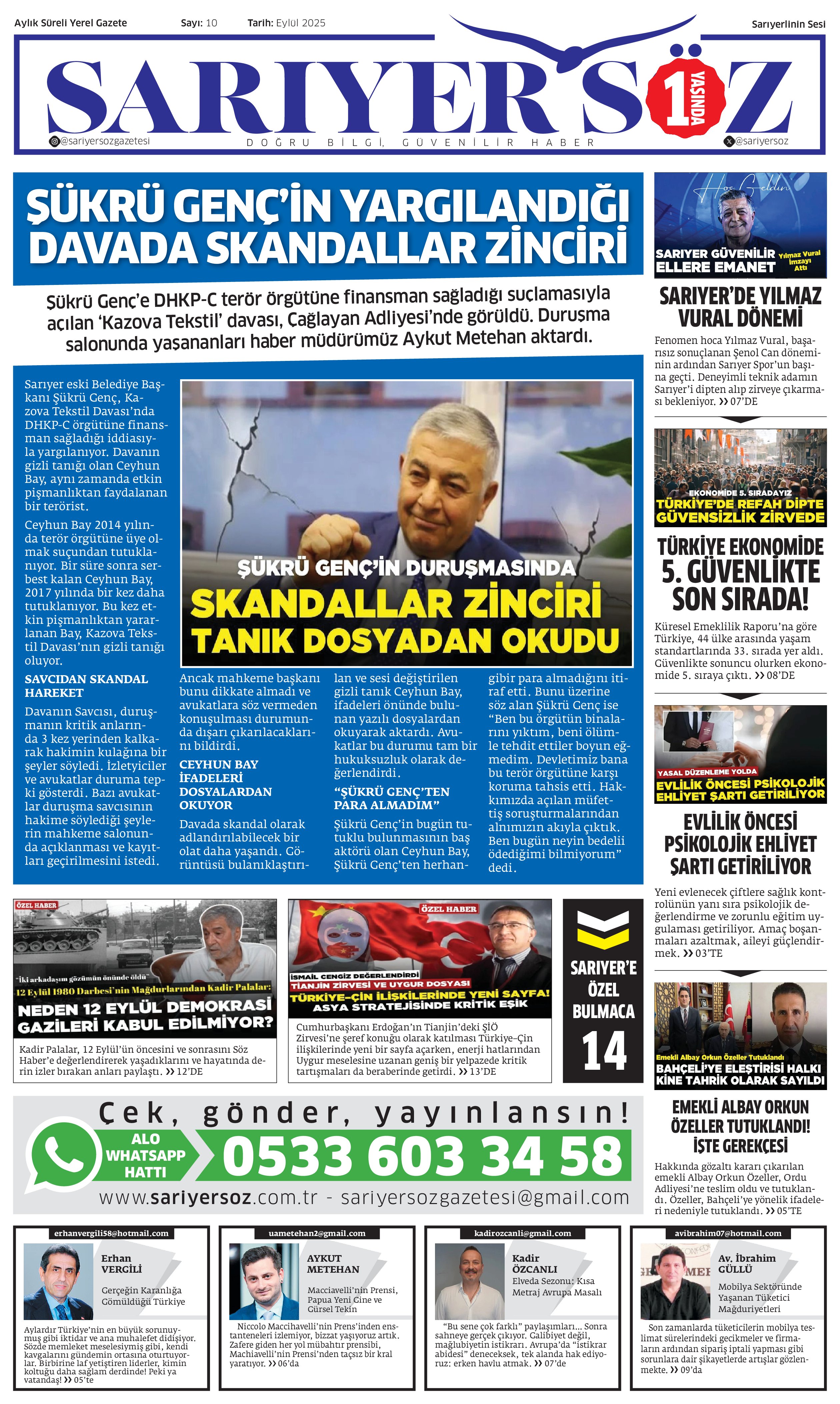 Sarıyer Söz Gazetesi Sayı:10 — Sayfa 1