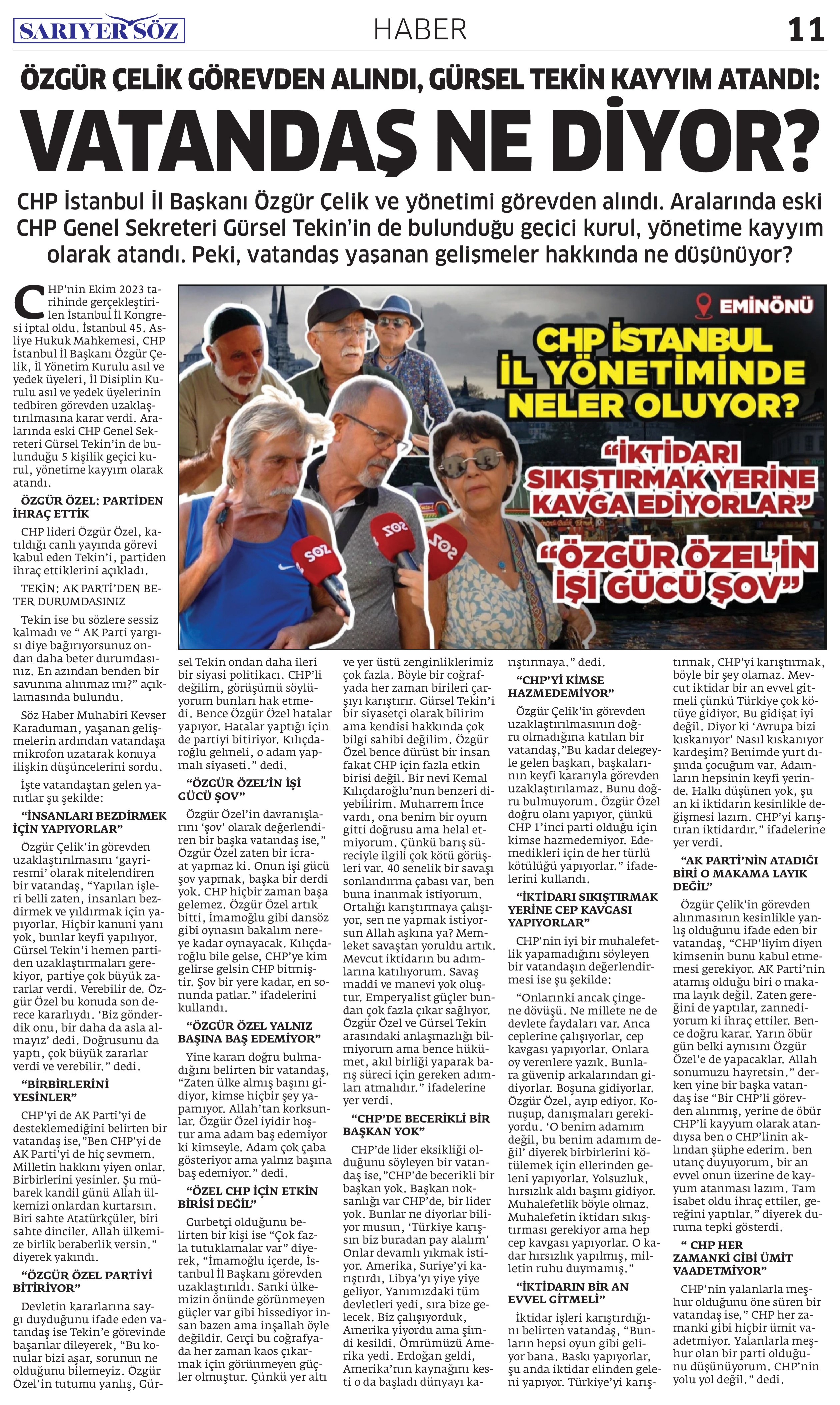 Sarıyer Söz Gazetesi Sayı:10 — Sayfa 11