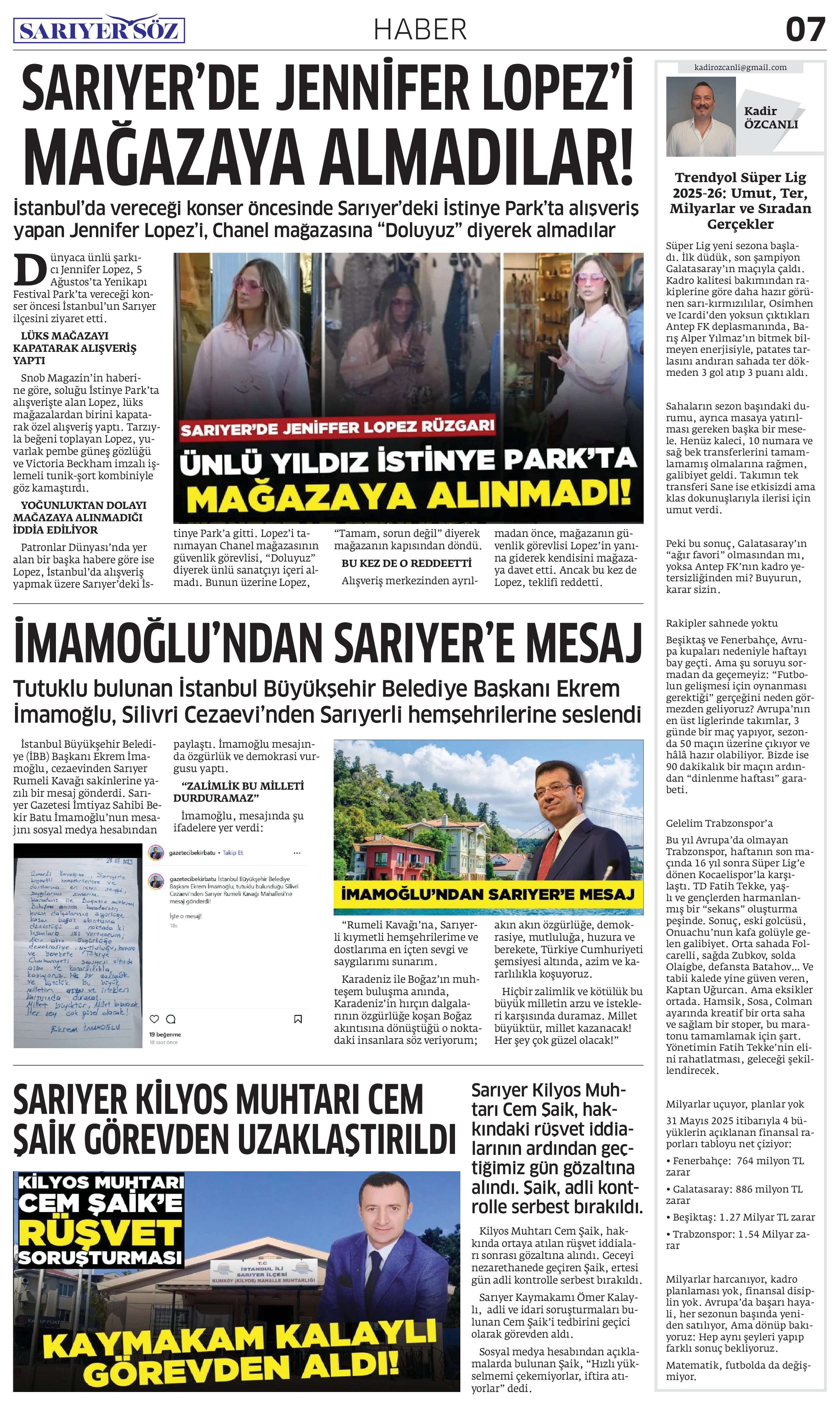 Sarıyer Söz Gazetesi Sayı:9 — Sayfa 7