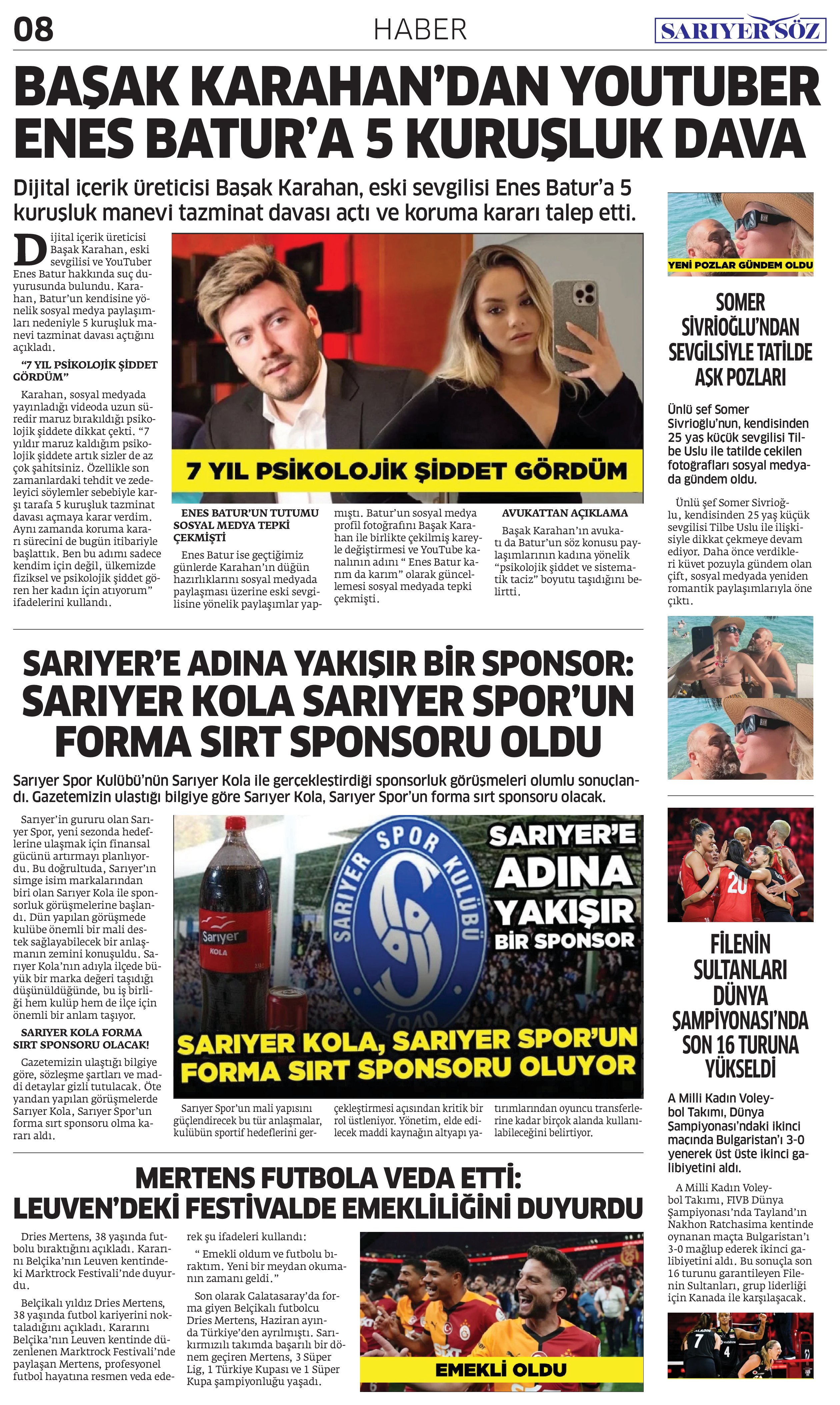 Sarıyer Söz Gazetesi Sayı:9 — Sayfa 8