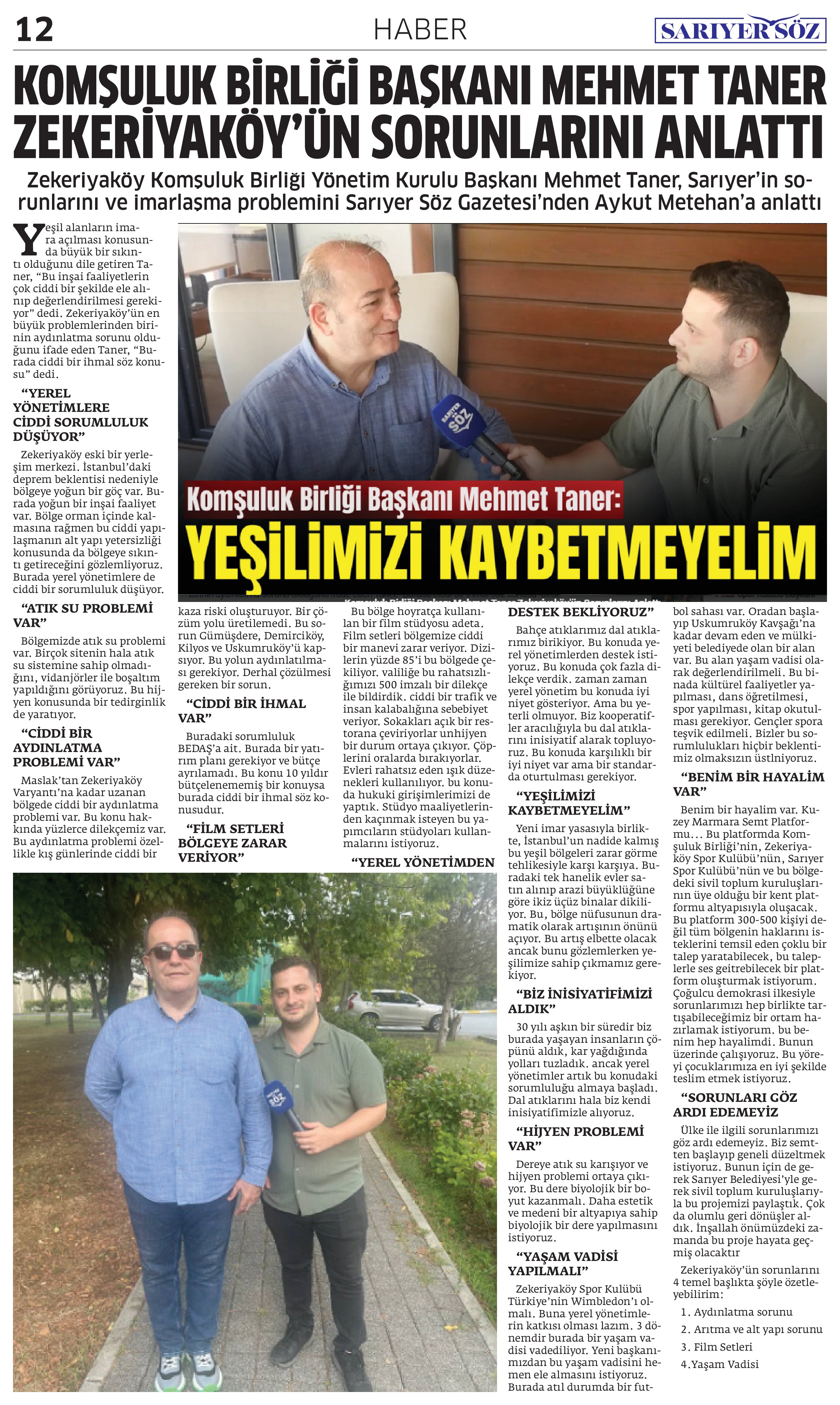 Sarıyer Söz Gazetesi Sayı:9 — Sayfa 12