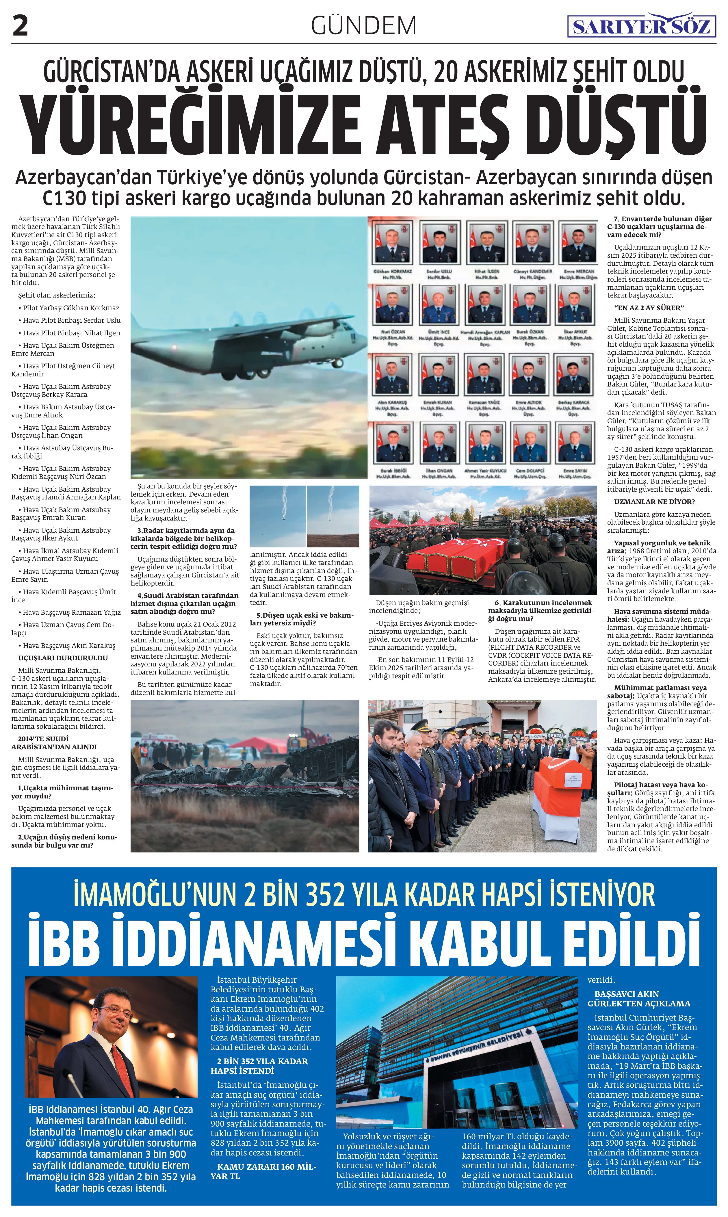 Sarıyer Söz Gazetesi Sayı:12 — Sayfa 1