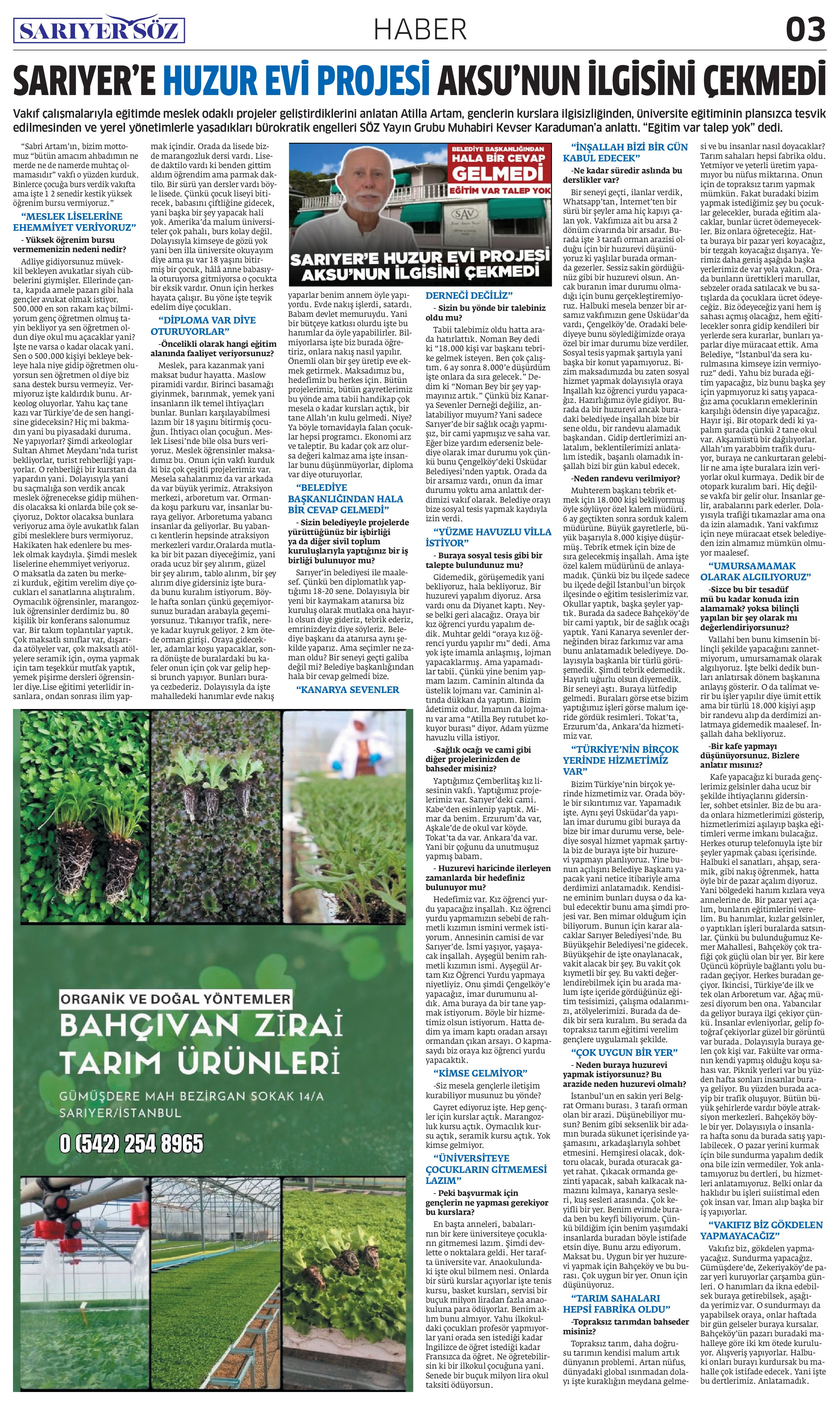 Sarıyer Söz Gazetesi Sayı:8 — Sayfa 4