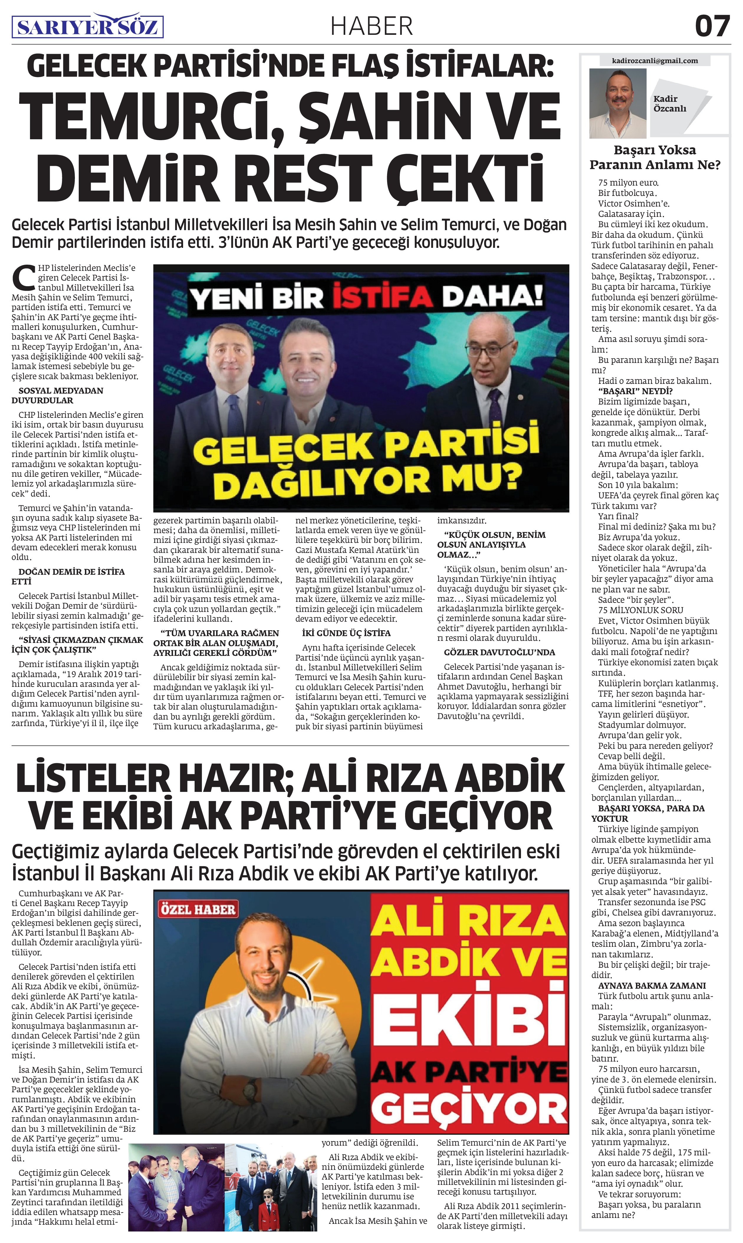 Sarıyer Söz Gazetesi Sayı:8 — Sayfa 7