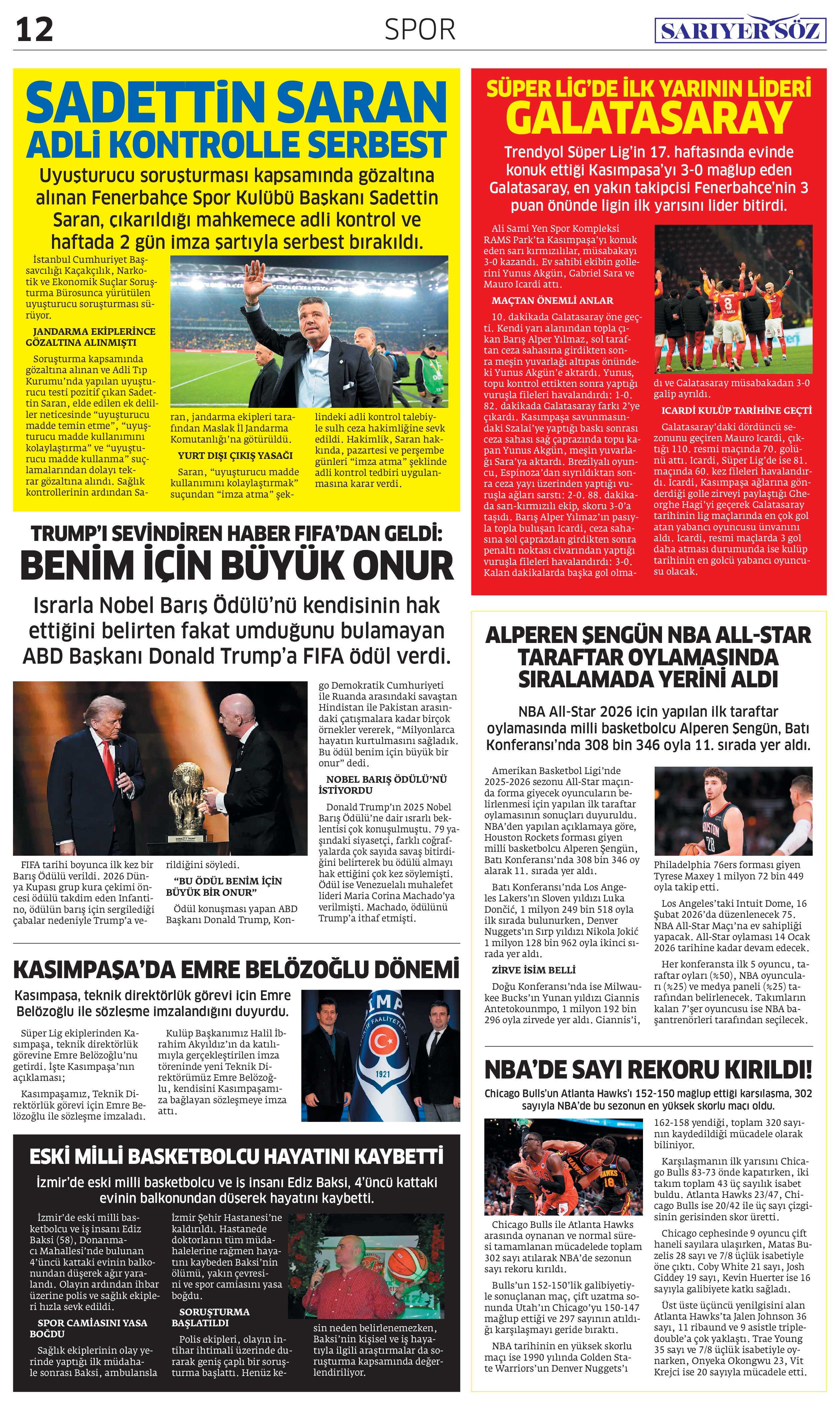 Sarıyer Söz Gazetesi Sayı:13 — Sayfa 12