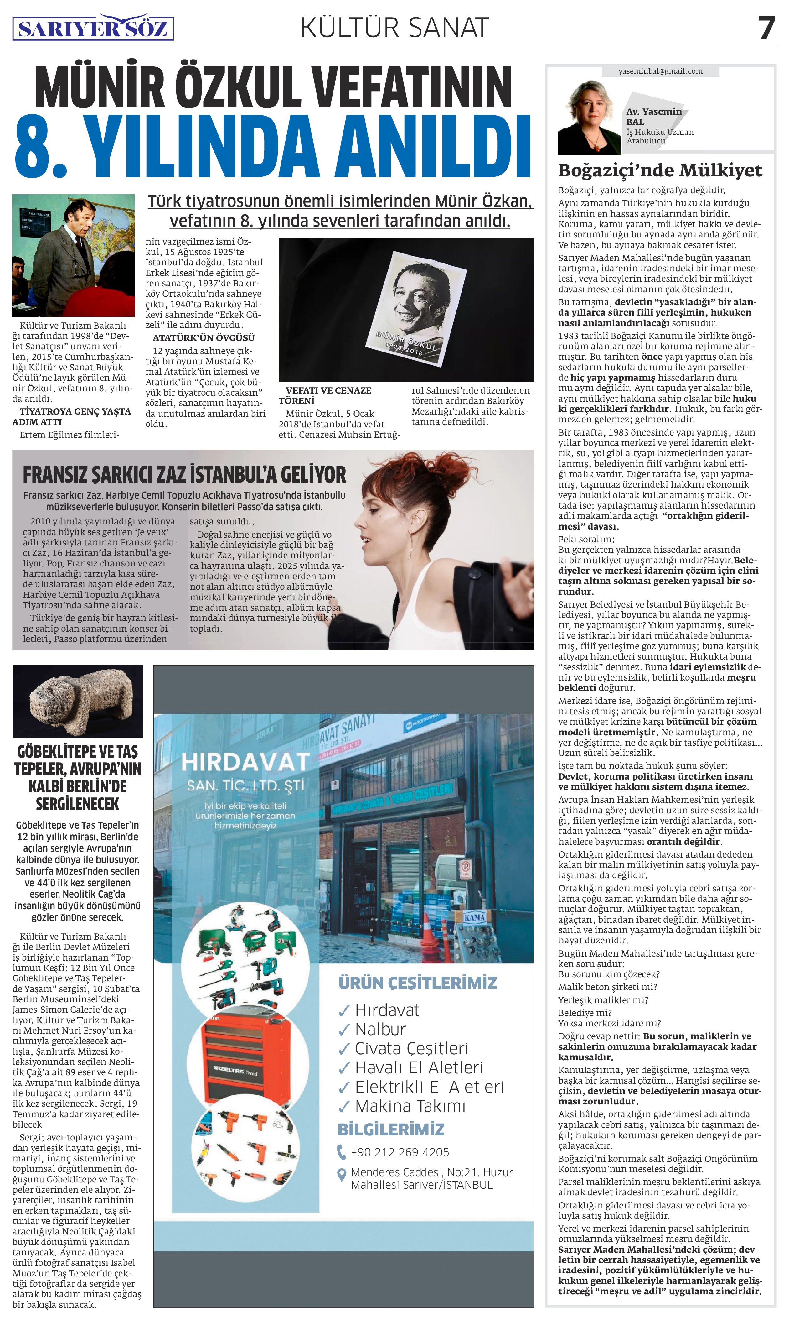 Sarıyer Söz Gazetesi Sayı:15 — Sayfa 7
