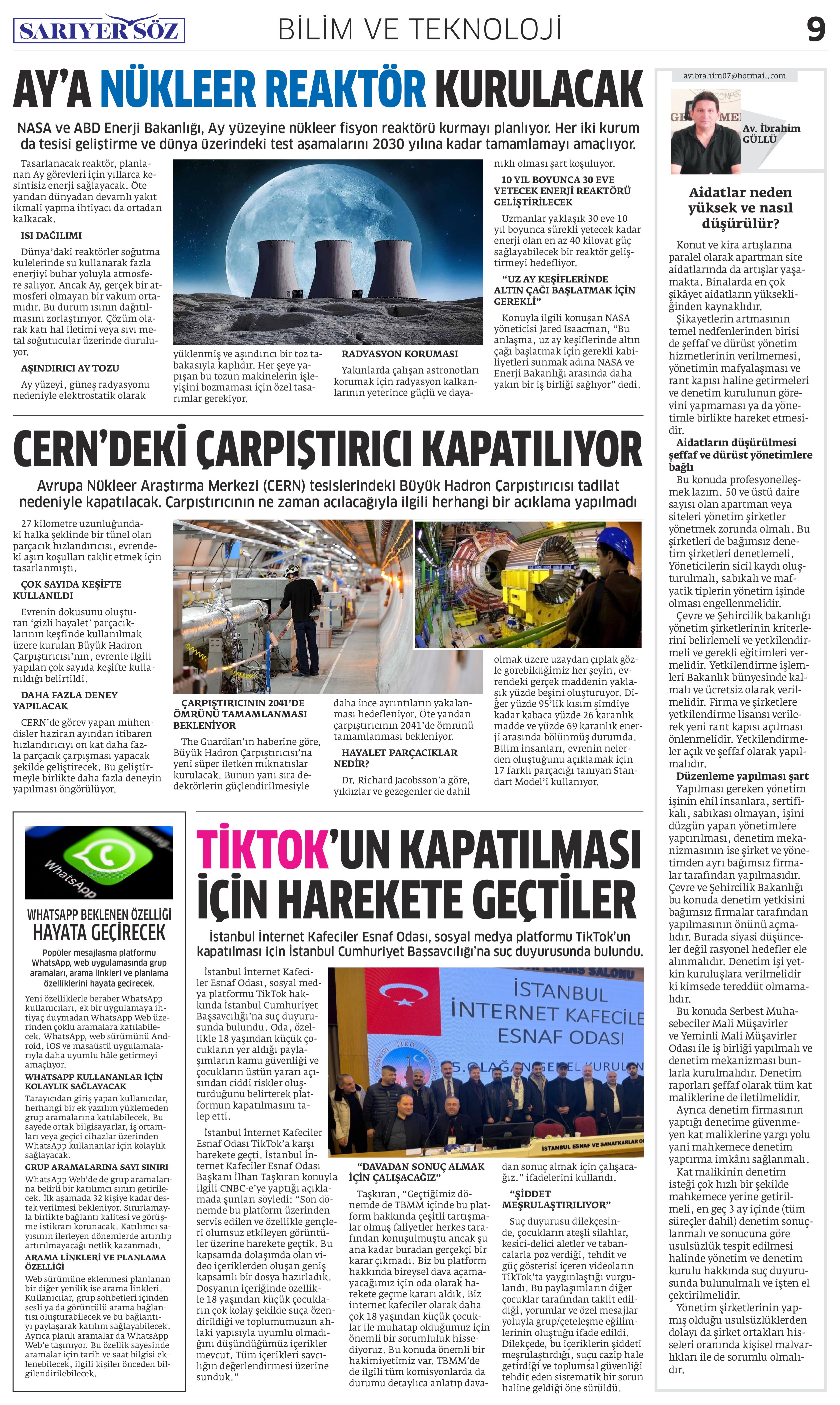 Sarıyer Söz Gazetesi Sayı:15 — Sayfa 9