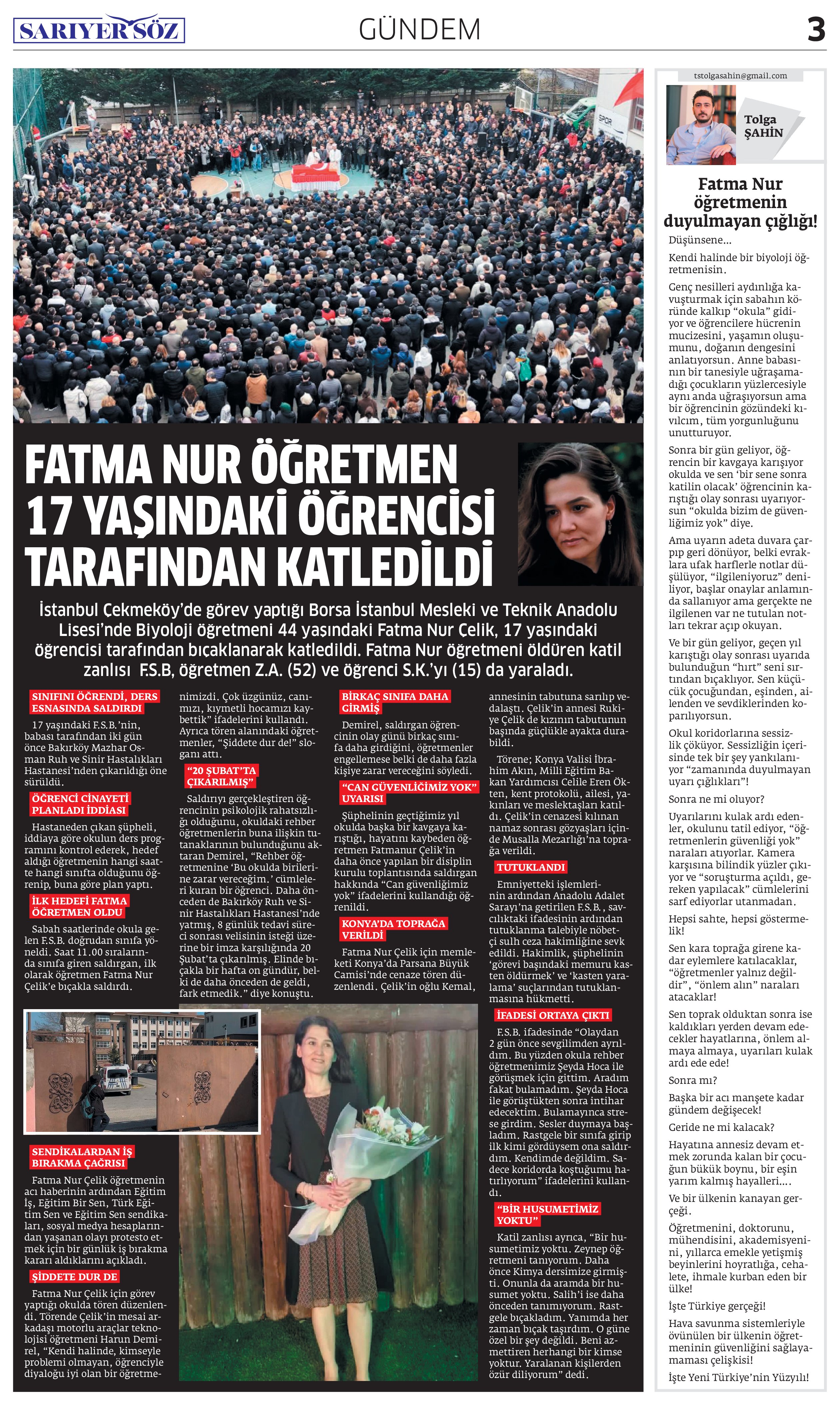 Sarıyer Söz Gazetesi Sayı:16 — Sayfa 3
