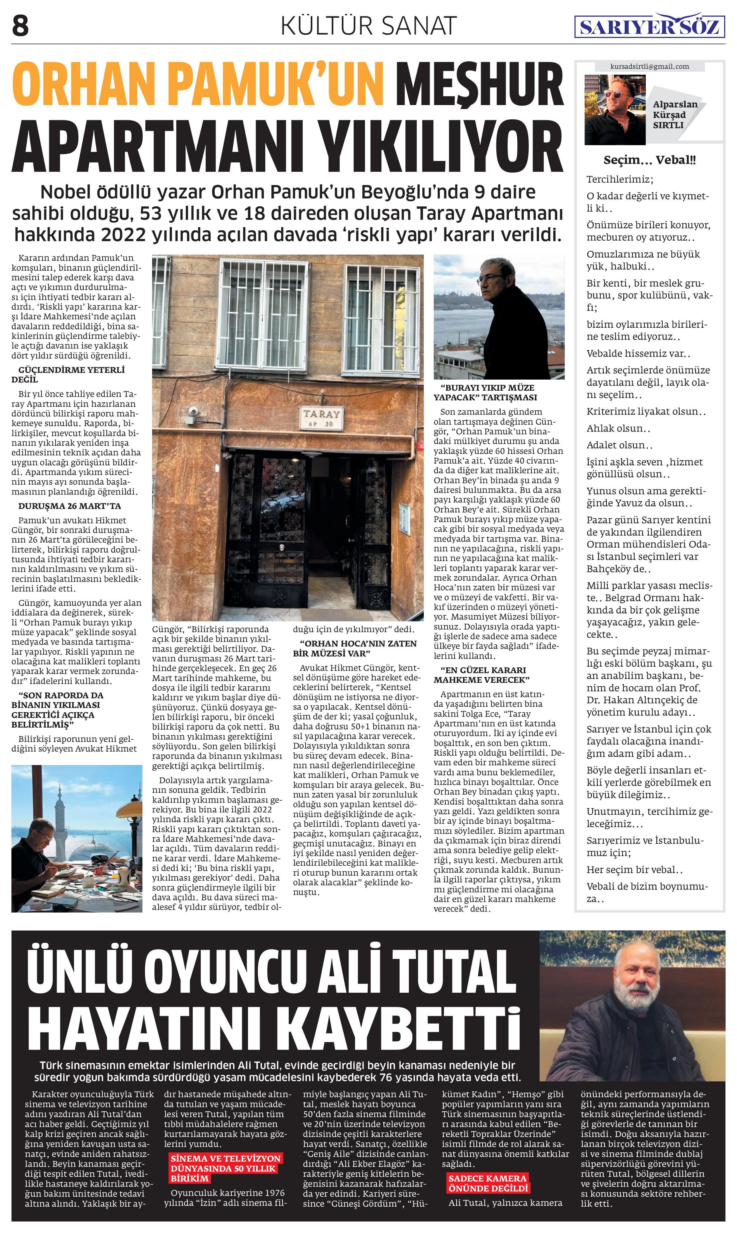 Sarıyer Söz Gazetesi Sayı:16 — Sayfa 8