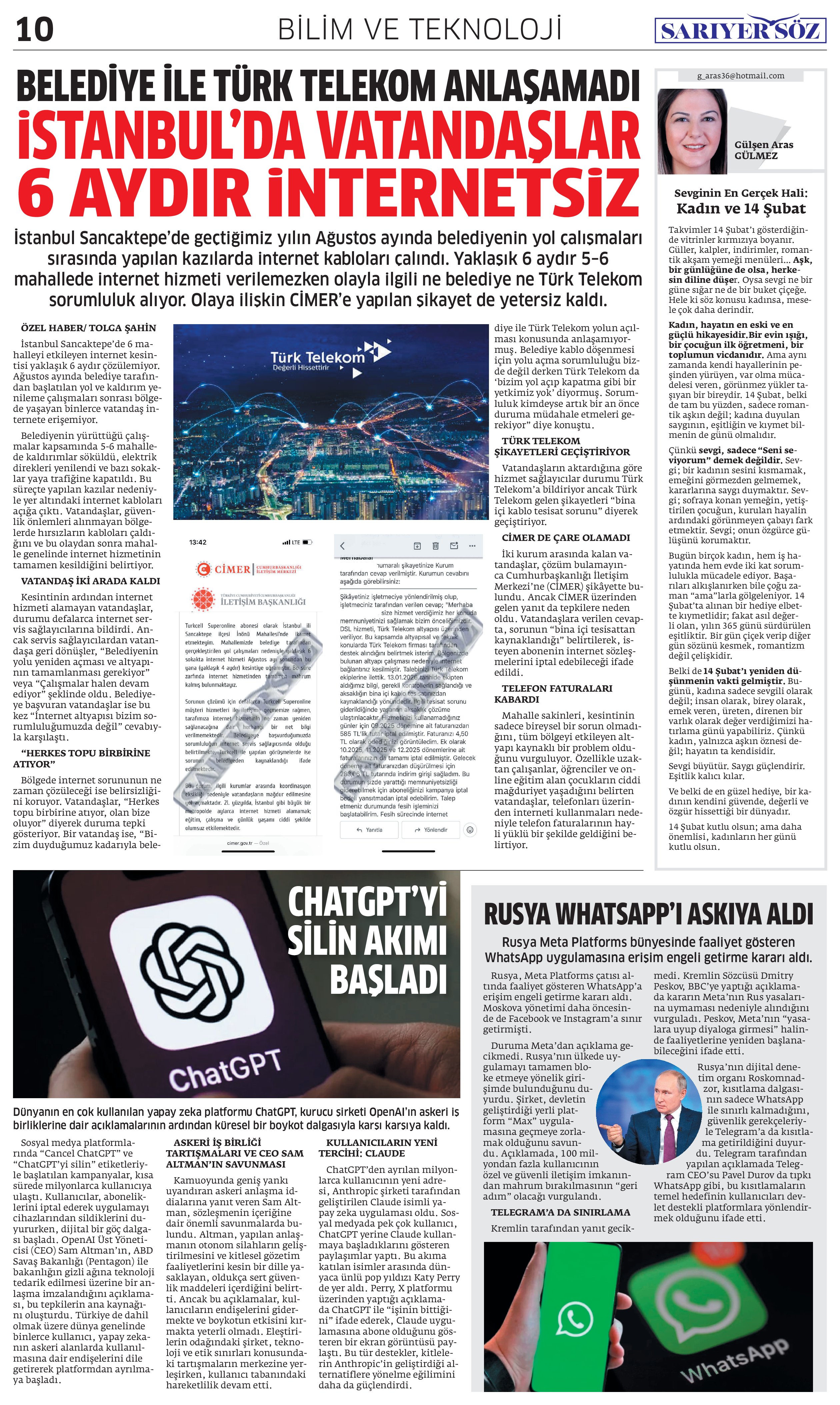 Sarıyer Söz Gazetesi Sayı:16 — Sayfa 10
