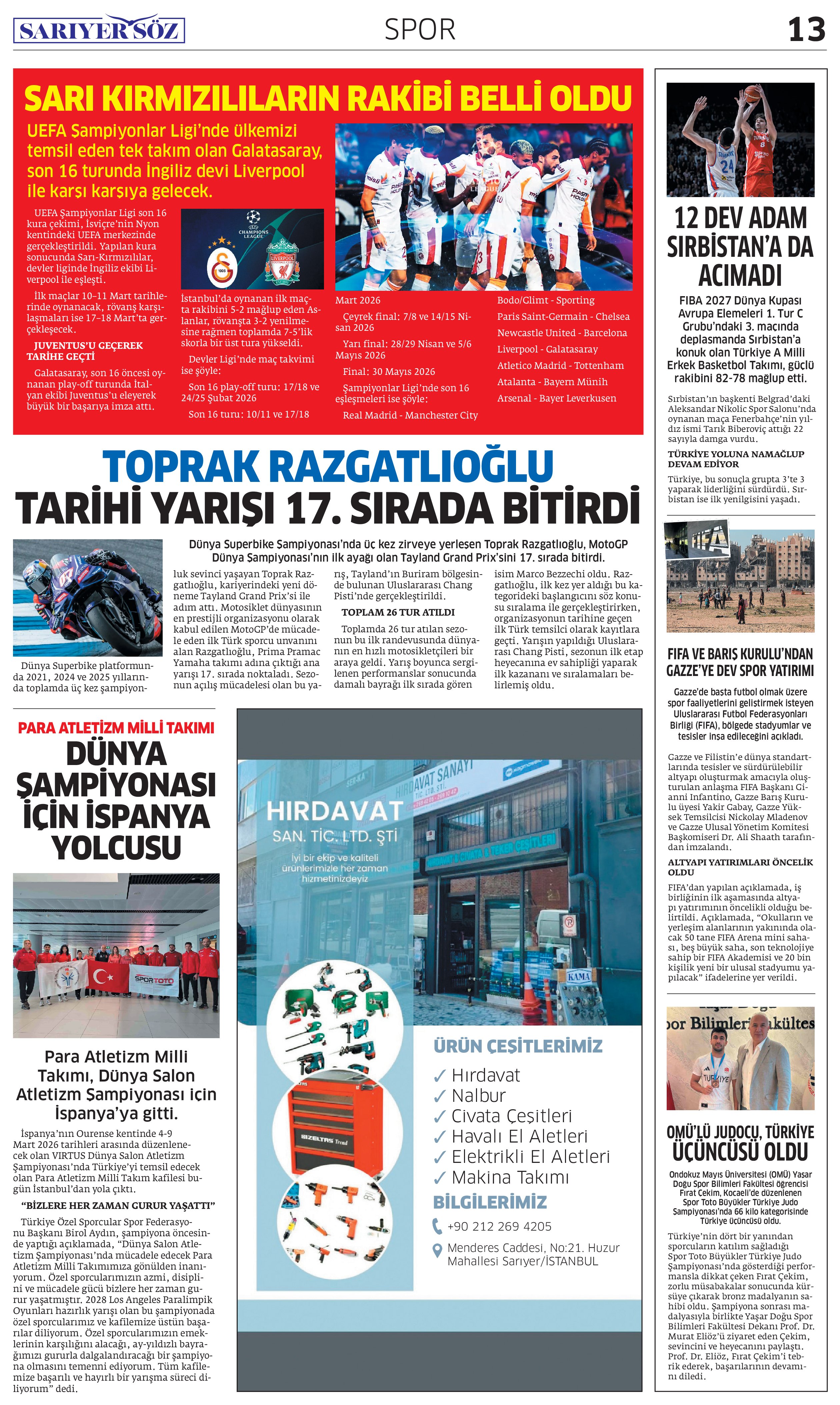 Sarıyer Söz Gazetesi Sayı:16 — Sayfa 12