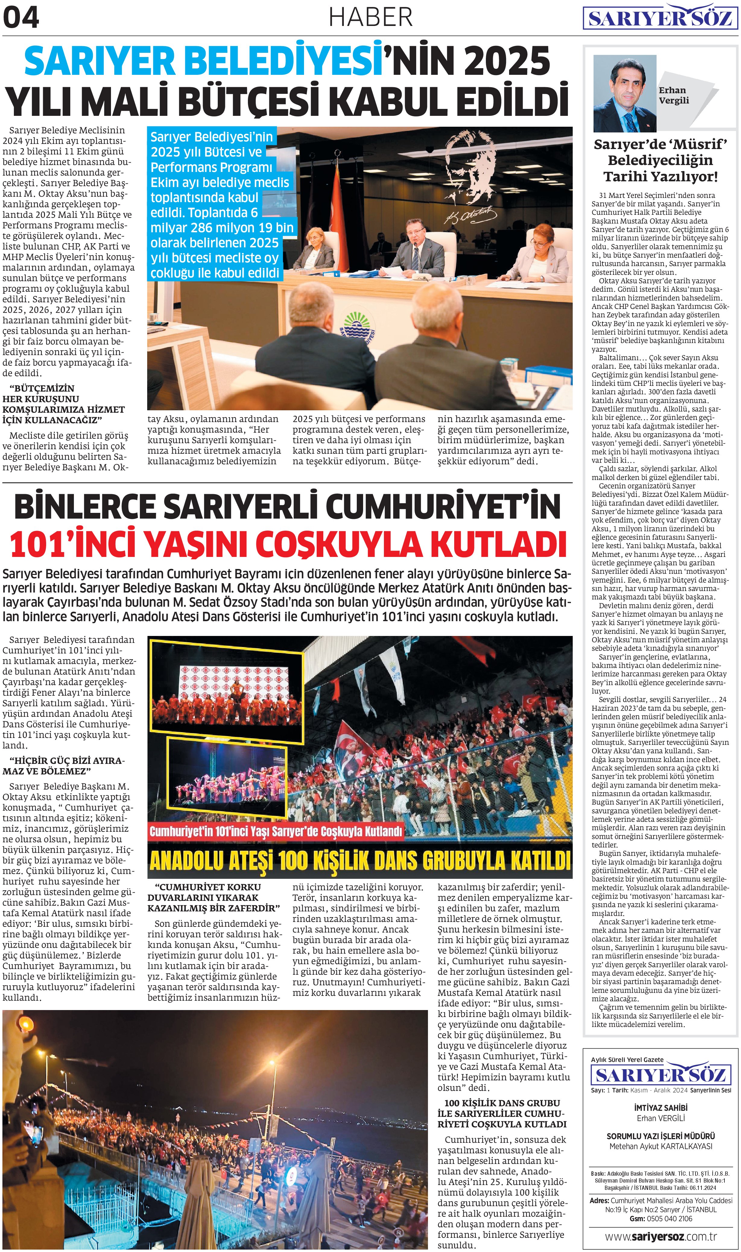 Sarıyer Söz Gazetesi Sayı: 1 — Sayfa 4