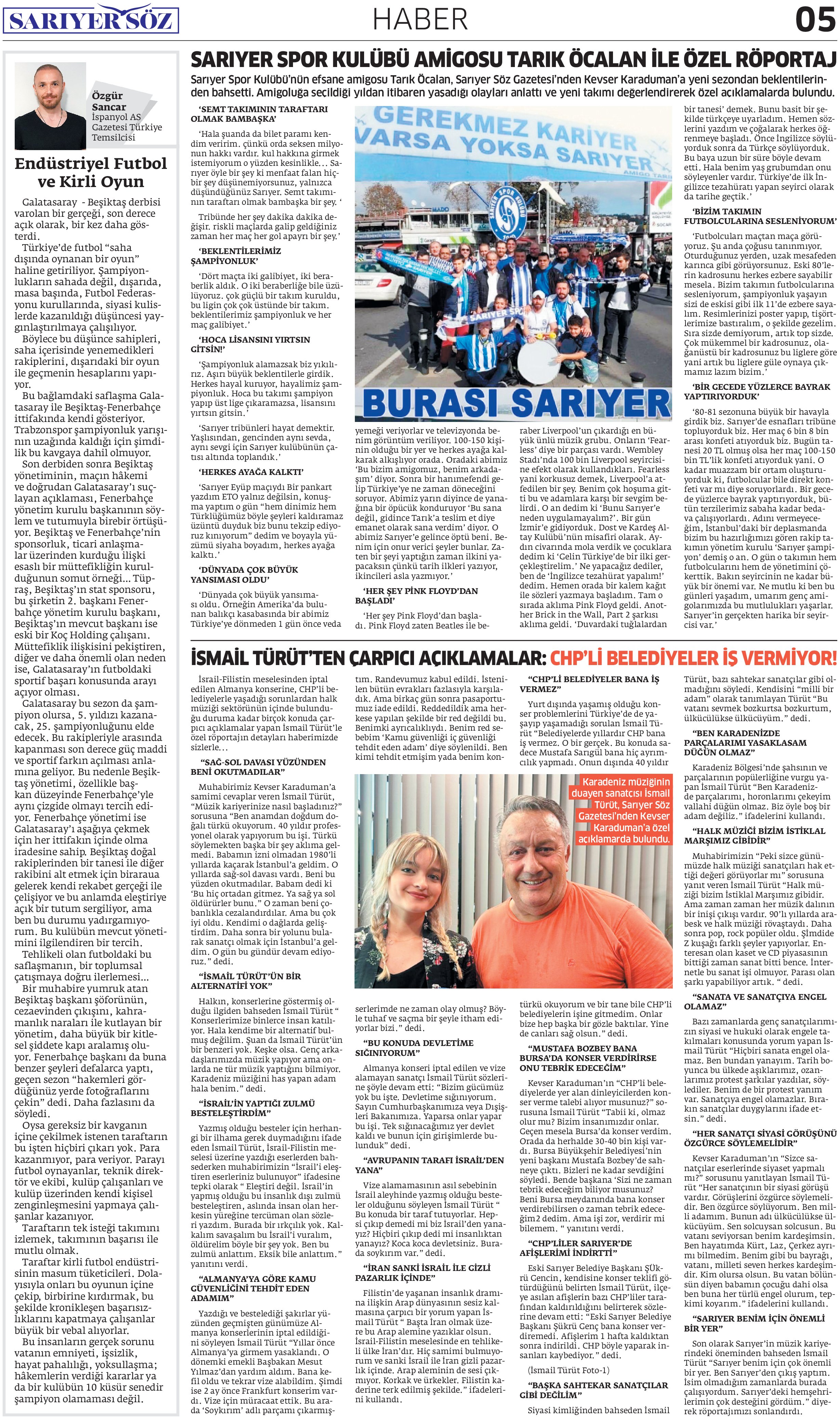 Sarıyer Söz Gazetesi Sayı: 1 — Sayfa 5