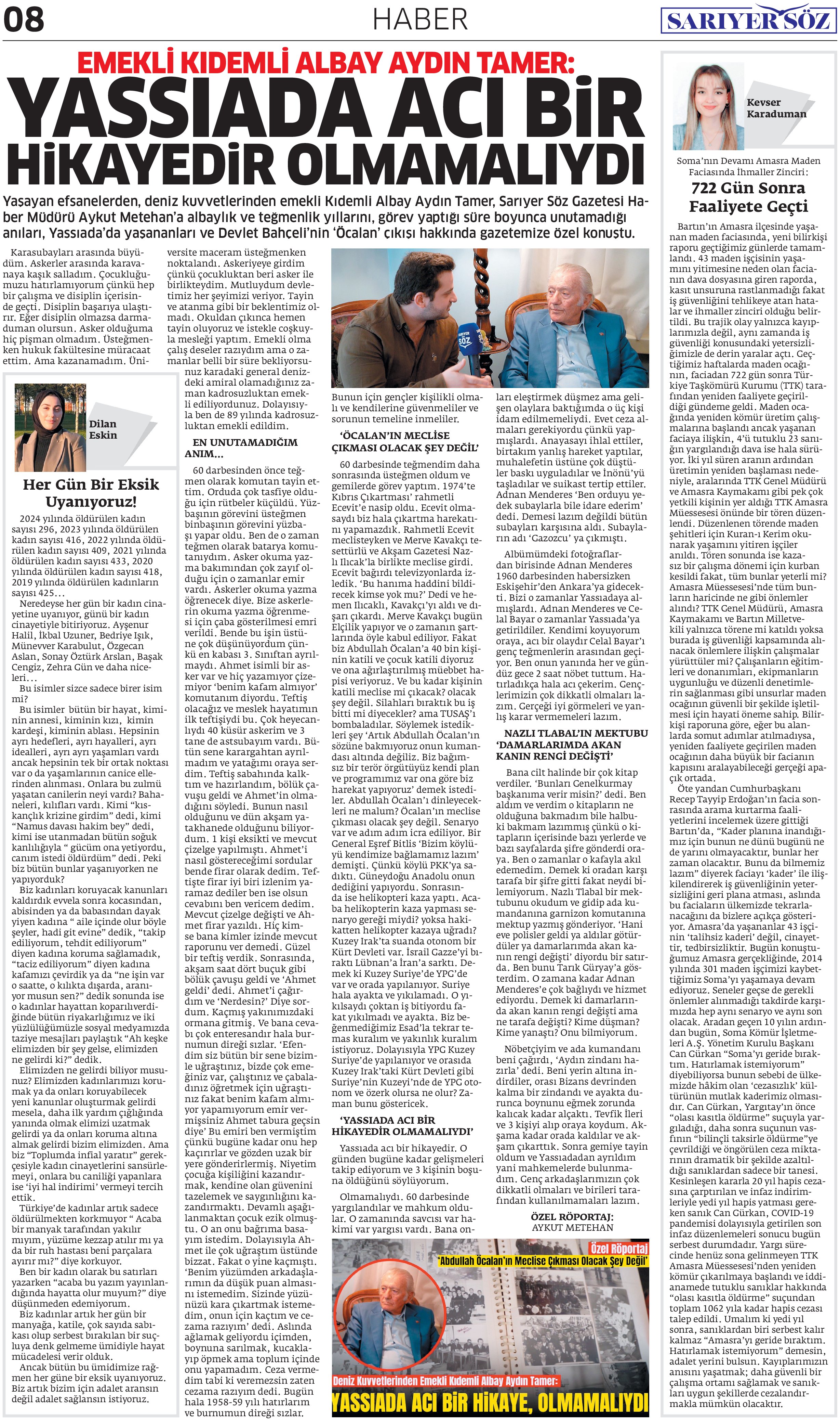 Sarıyer Söz Gazetesi Sayı: 1 — Sayfa 8