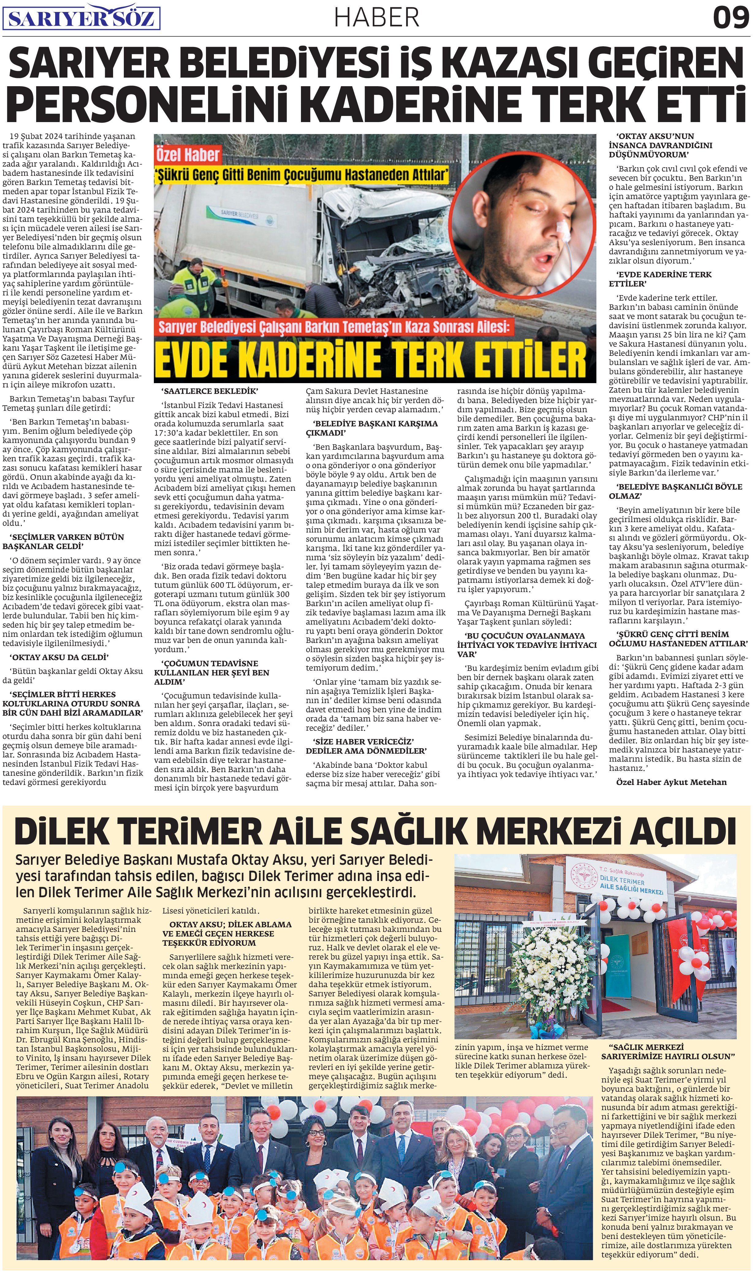 Sarıyer Söz Gazetesi Sayı: 1 — Sayfa 10