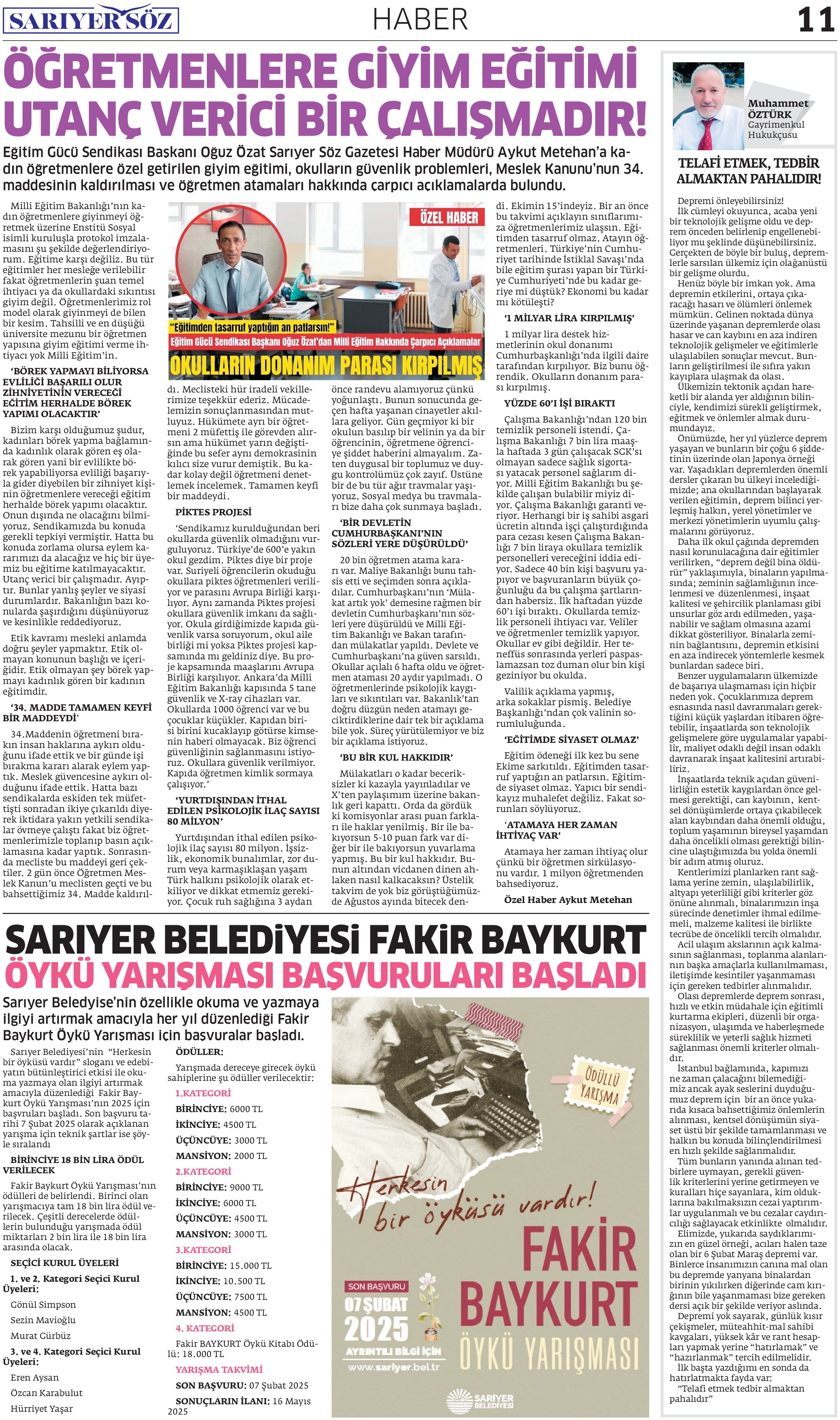 Sarıyer Söz Gazetesi Sayı: 1 — Sayfa 11