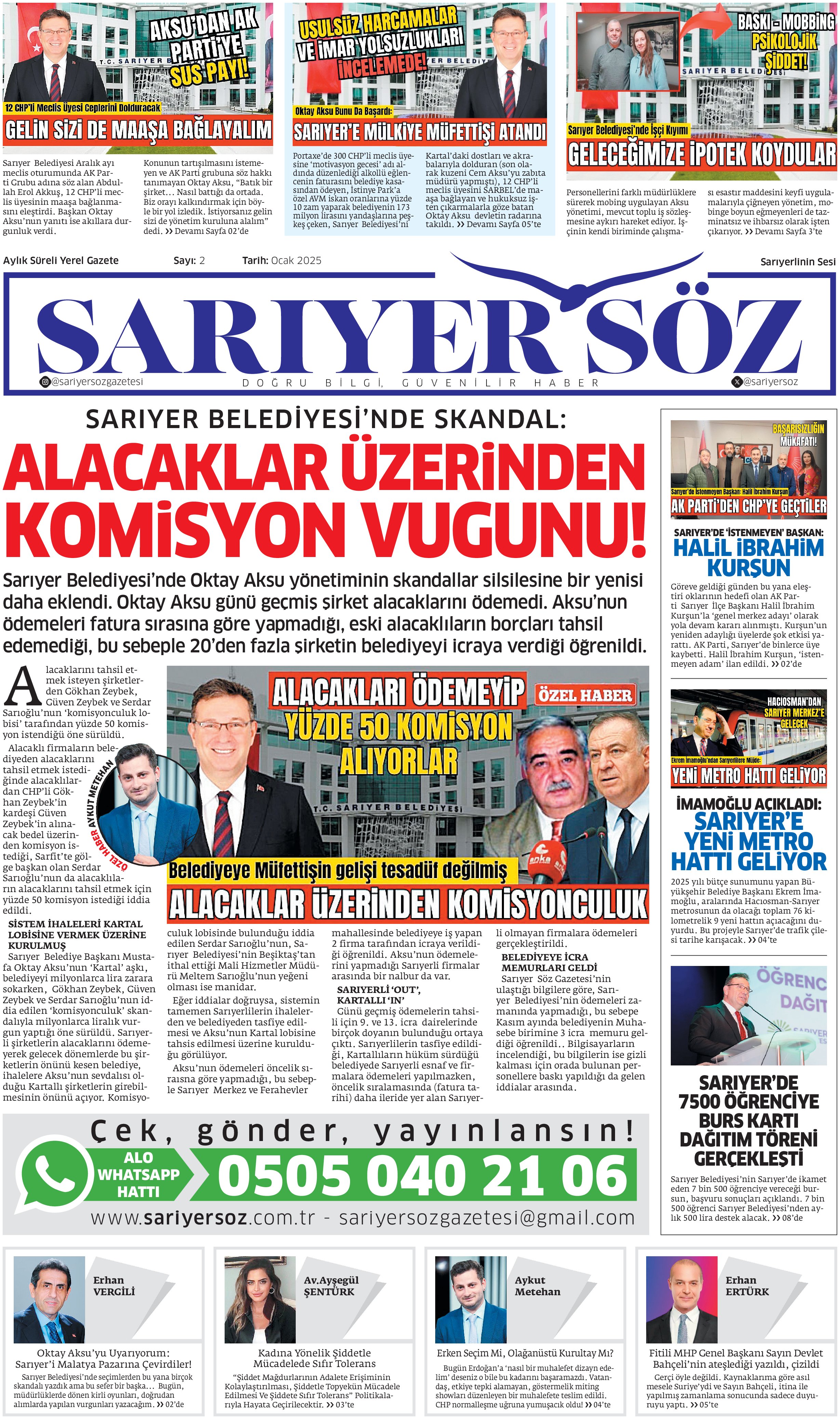 Sarıyer Söz Gazetesi Sayı:2 — Sayfa 1