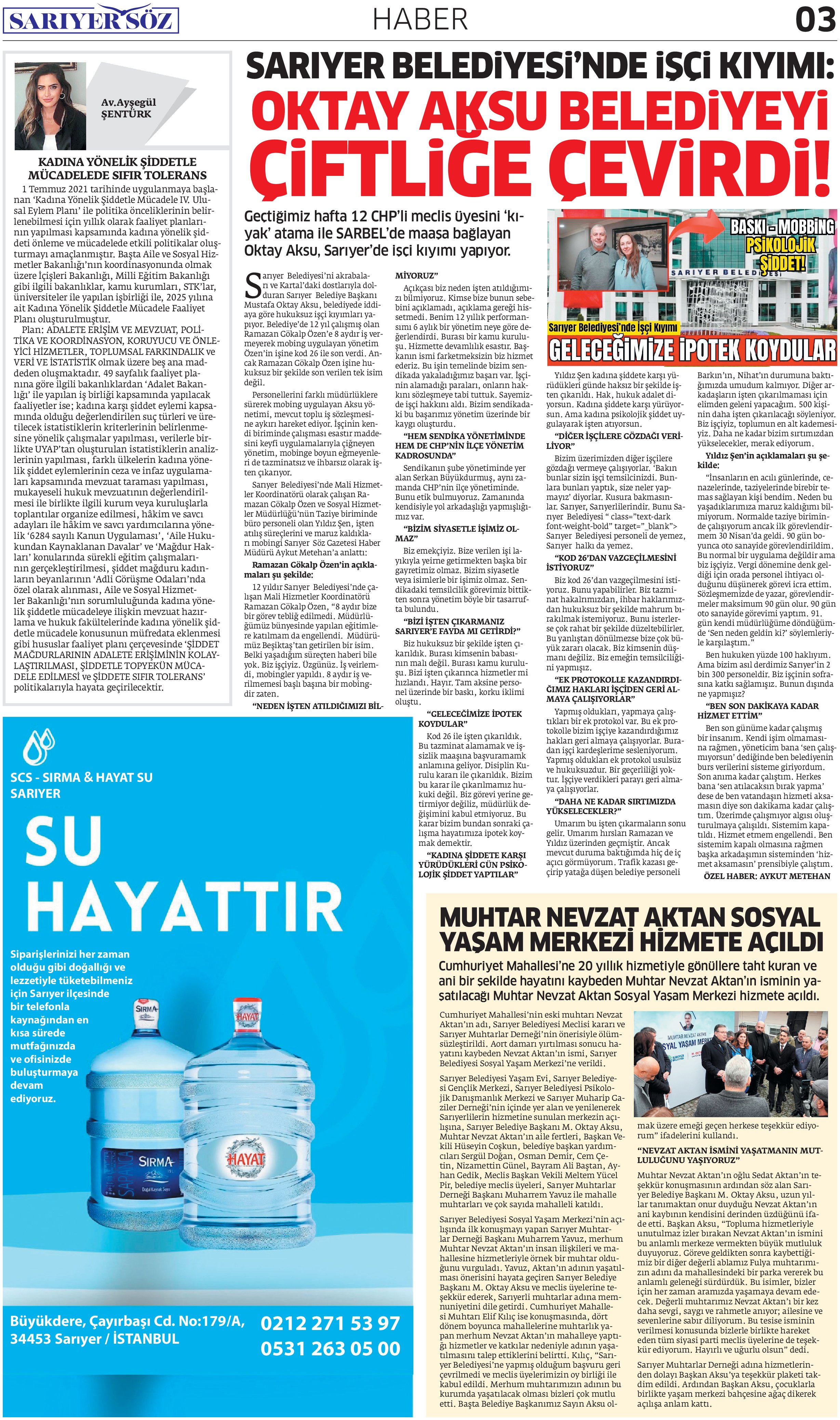 Sarıyer Söz Gazetesi Sayı:2 — Sayfa 3