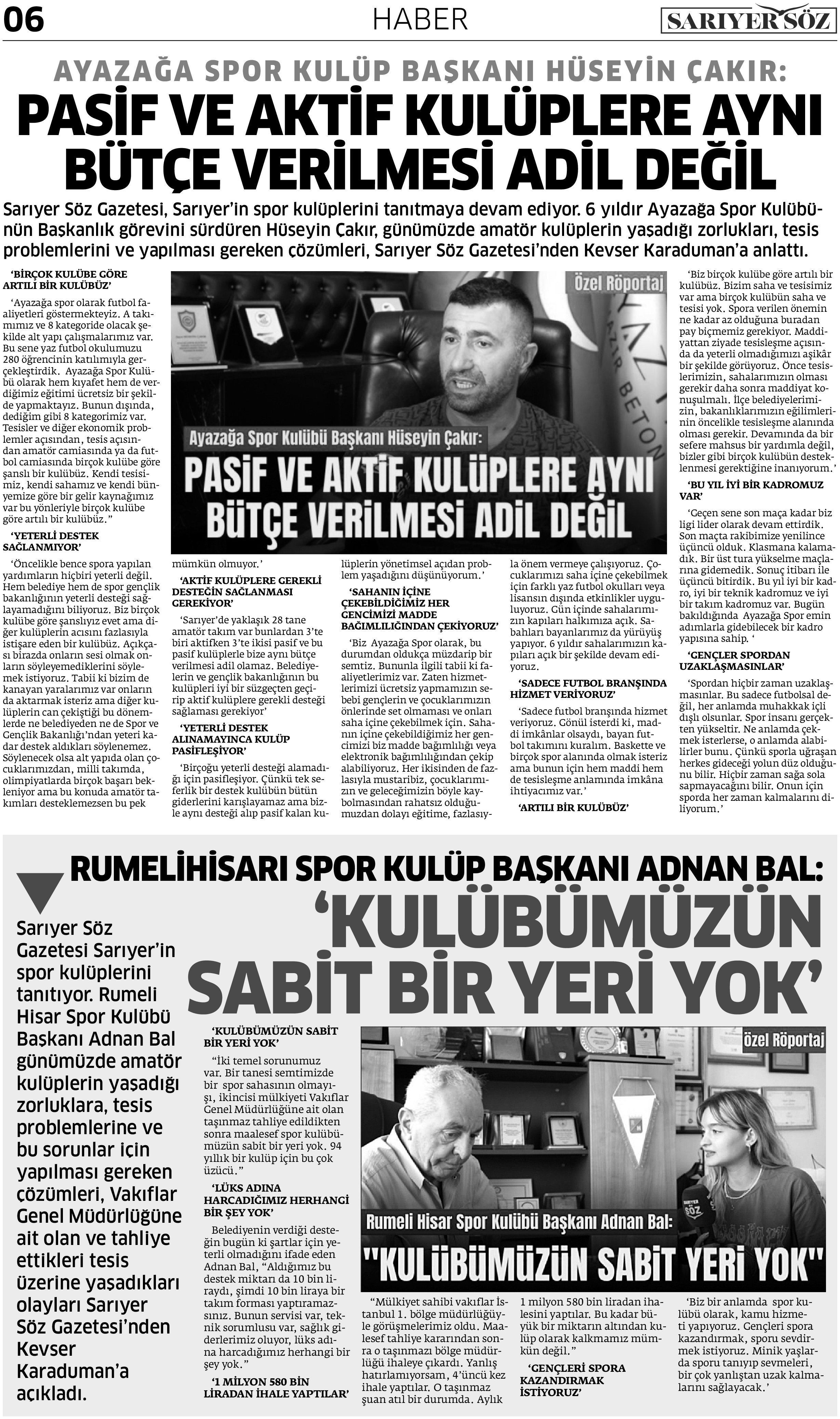 Sarıyer Söz Gazetesi Sayı:2 — Sayfa 6