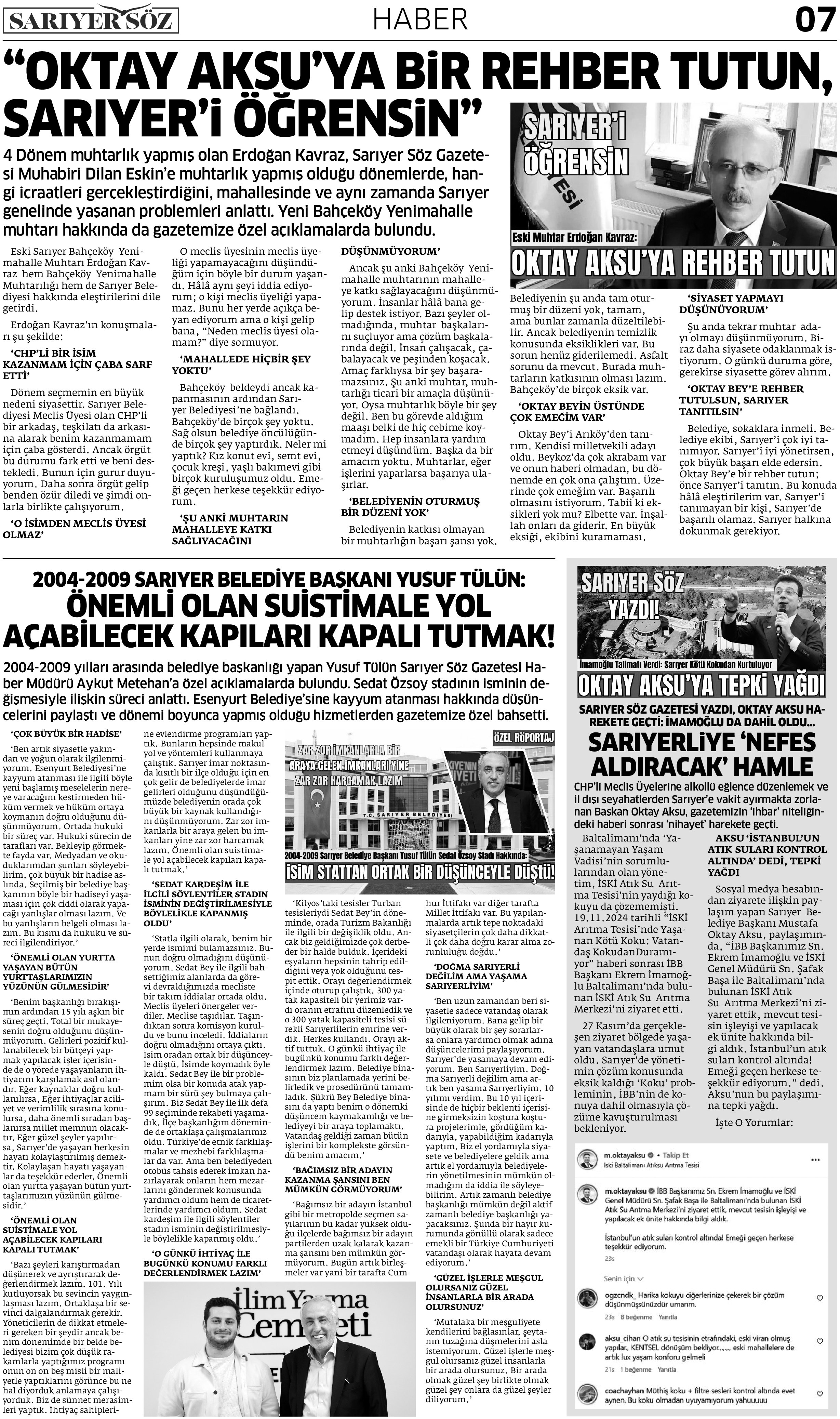 Sarıyer Söz Gazetesi Sayı:2 — Sayfa 7
