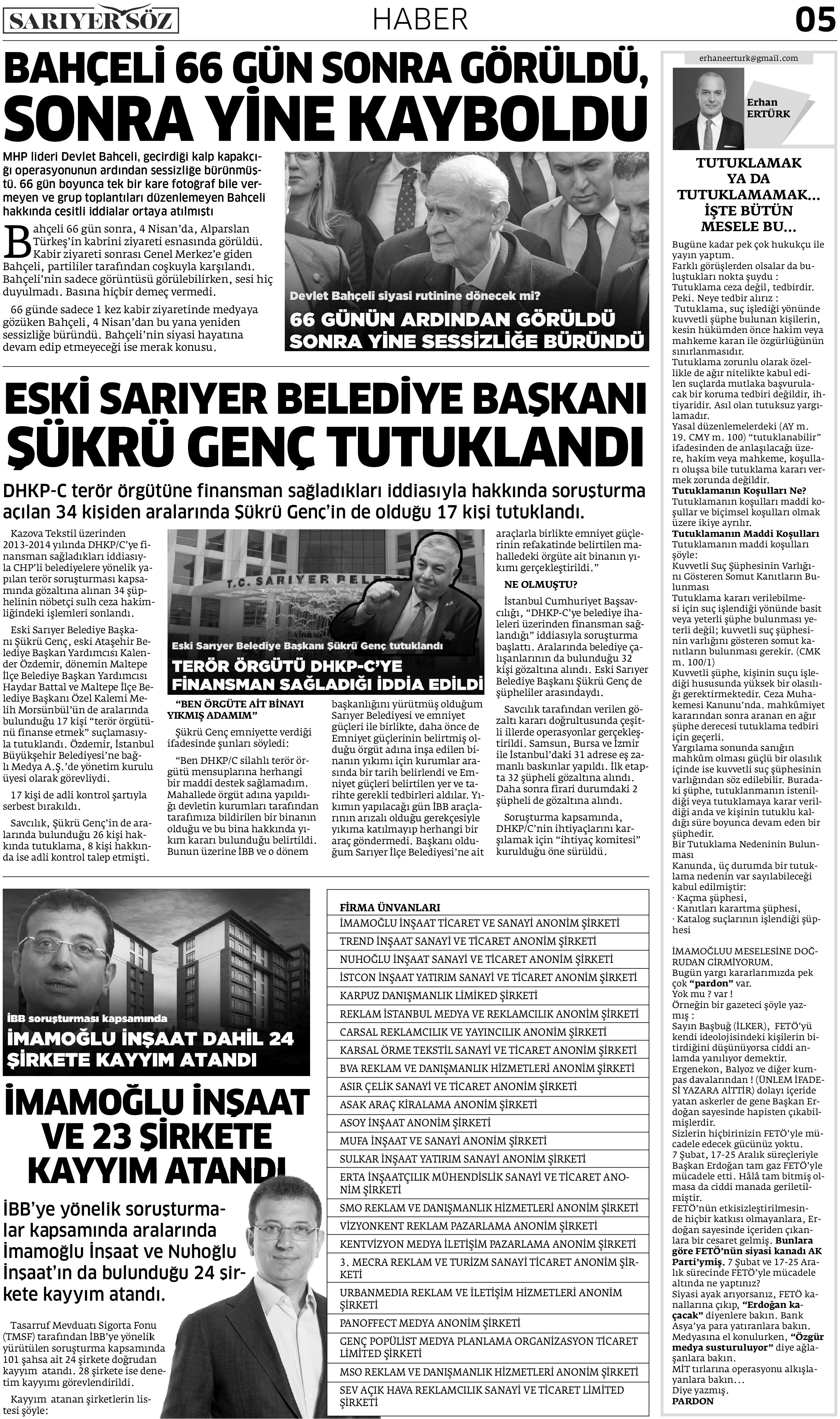 Sarıyer Söz Gazetesi Sayı:5 — Sayfa 4