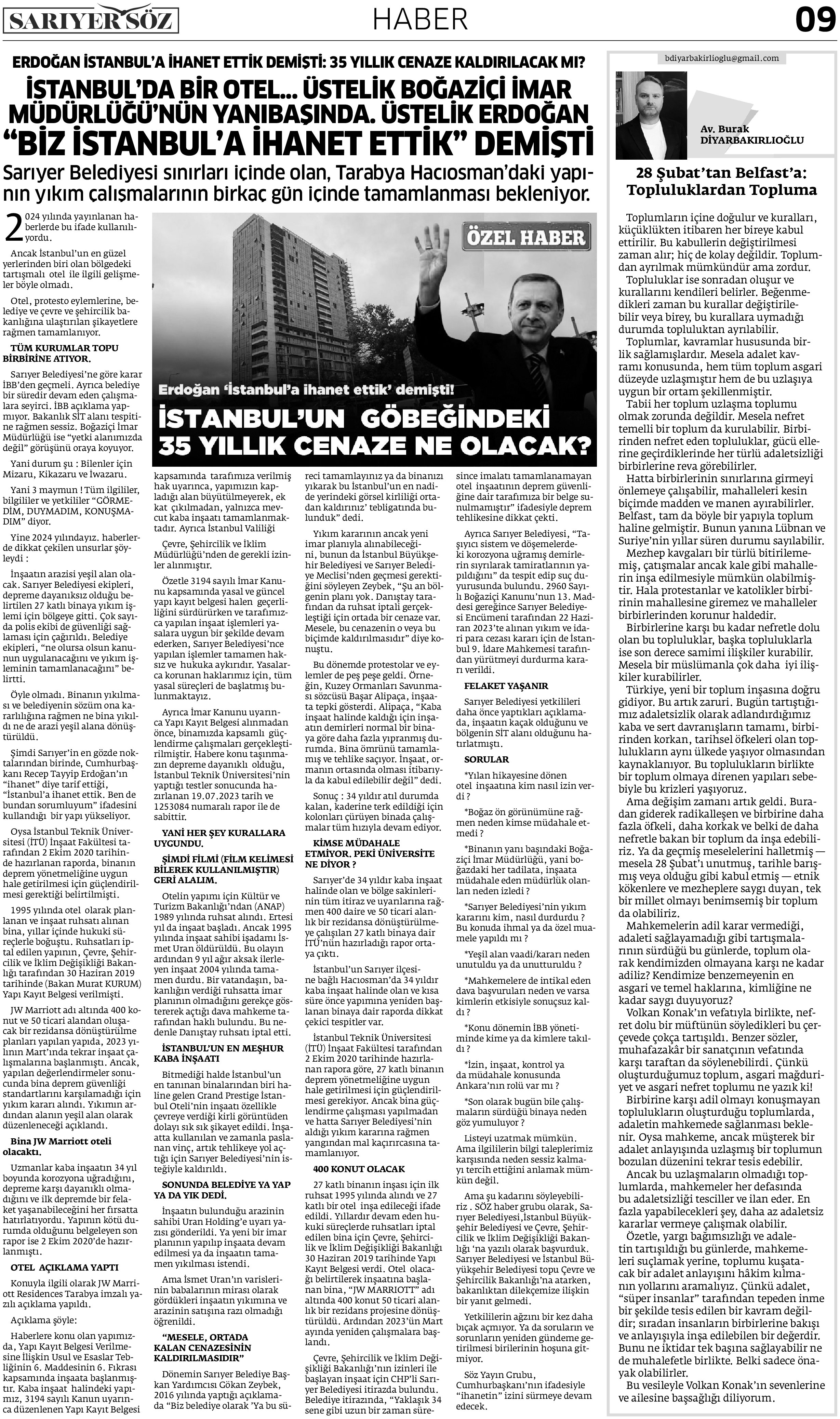 Sarıyer Söz Gazetesi Sayı:5 — Sayfa 9