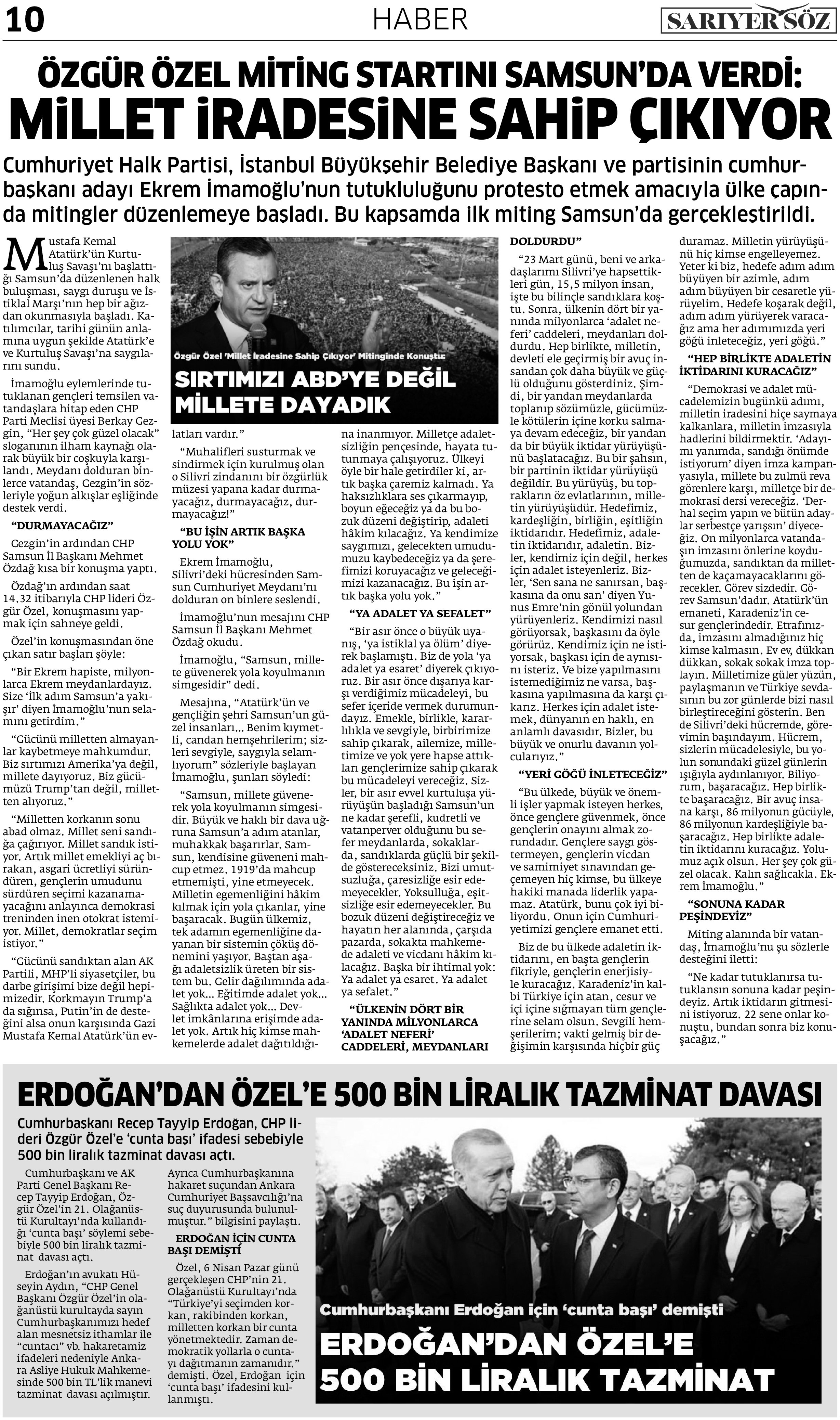 Sarıyer Söz Gazetesi Sayı:5 — Sayfa 10