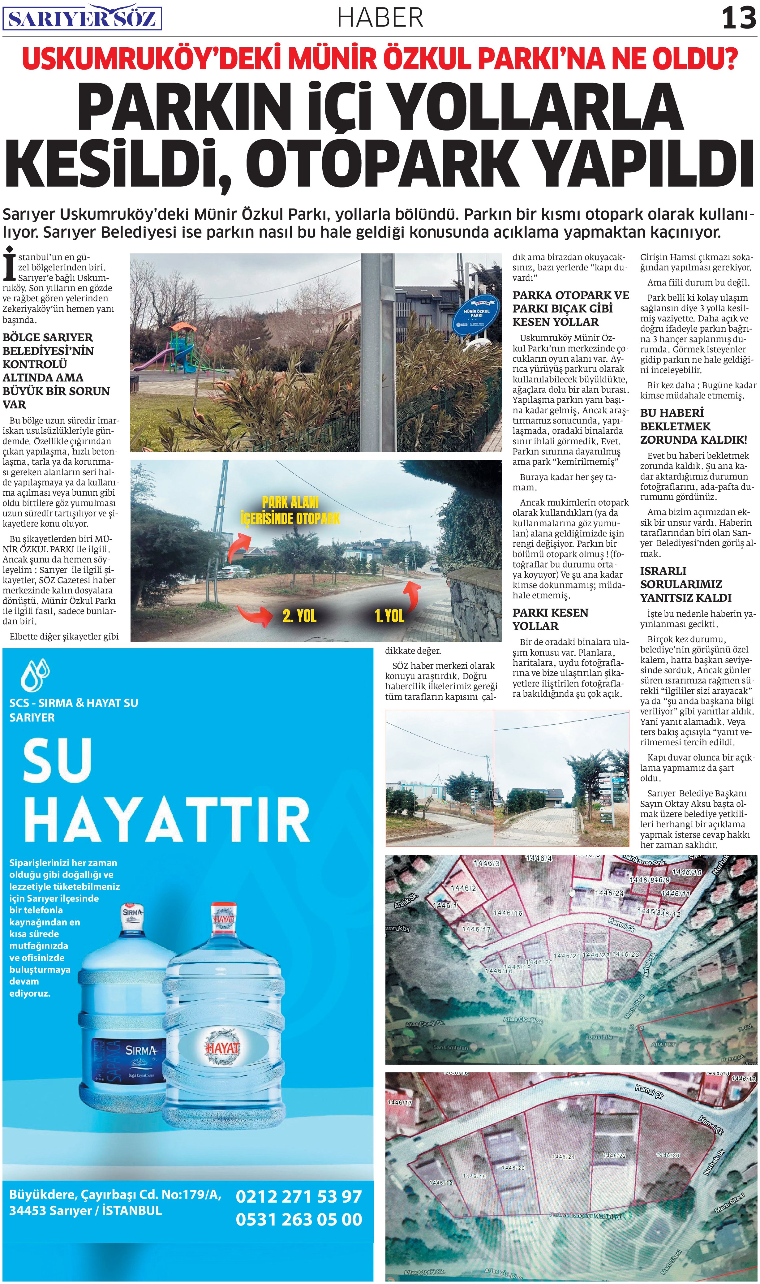 Sarıyer Söz Gazetesi Sayı:5 — Sayfa 13