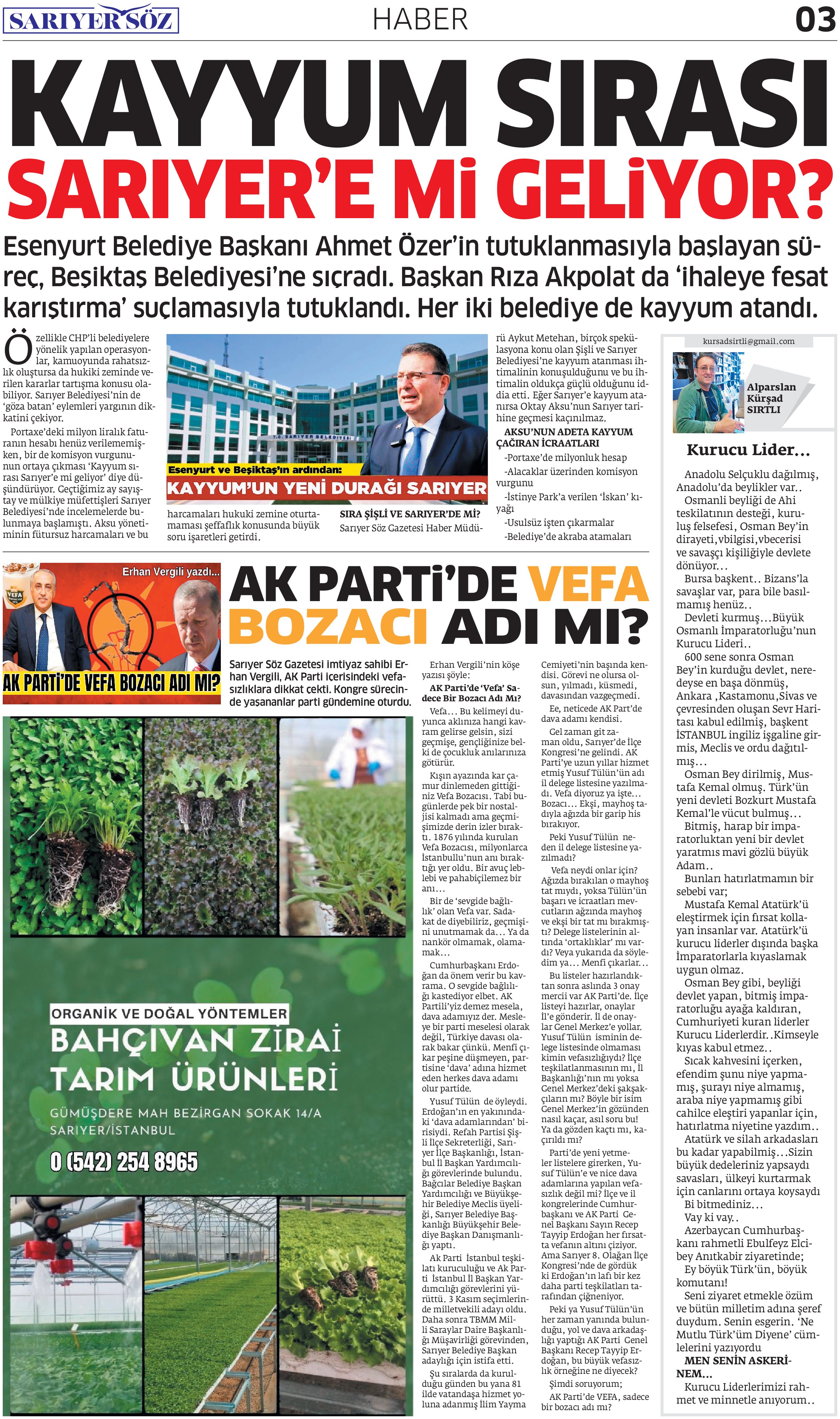 Sarıyer Söz Gazetesi Sayı:3 — Sayfa 3