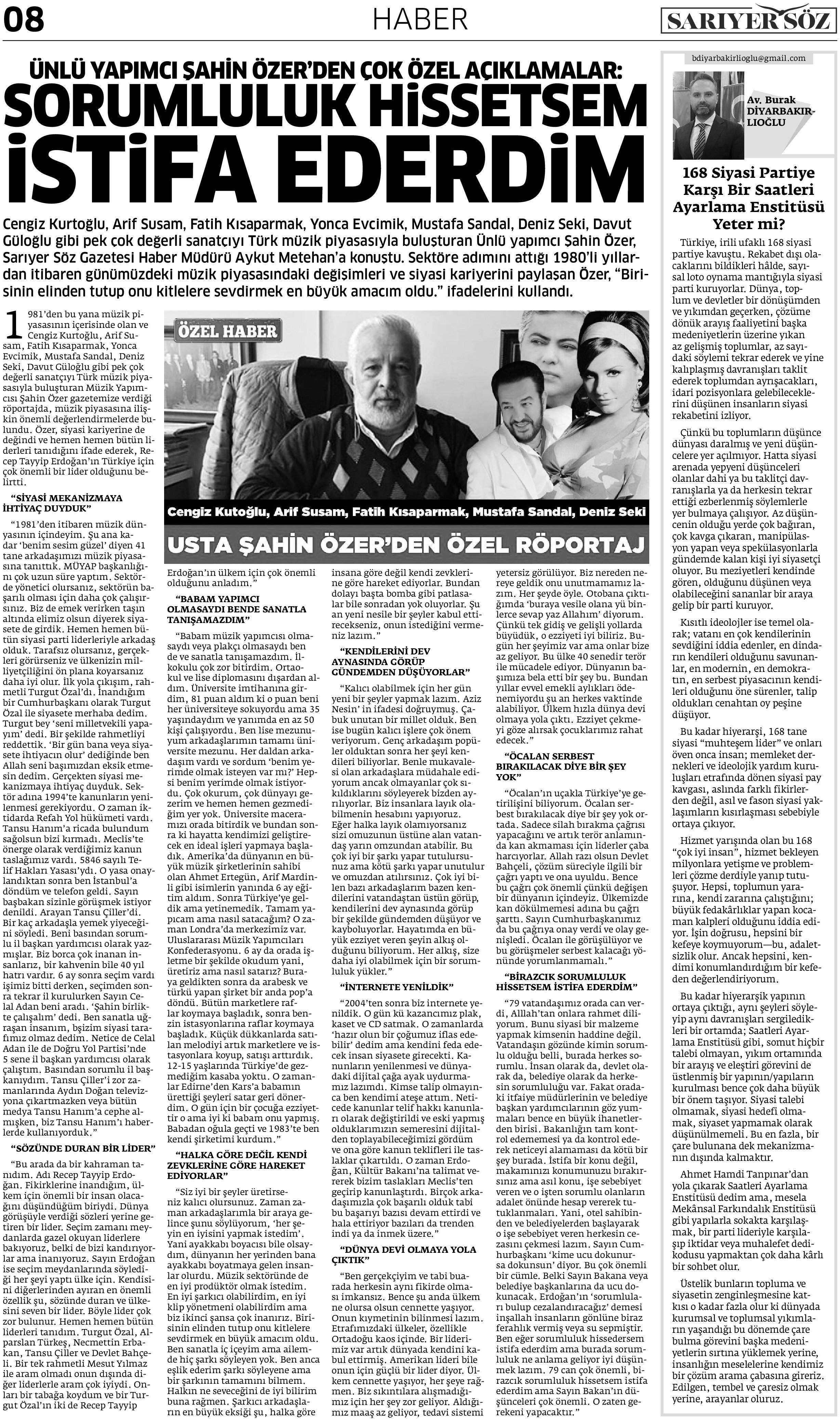 Sarıyer Söz Gazetesi Sayı:3 — Sayfa 8