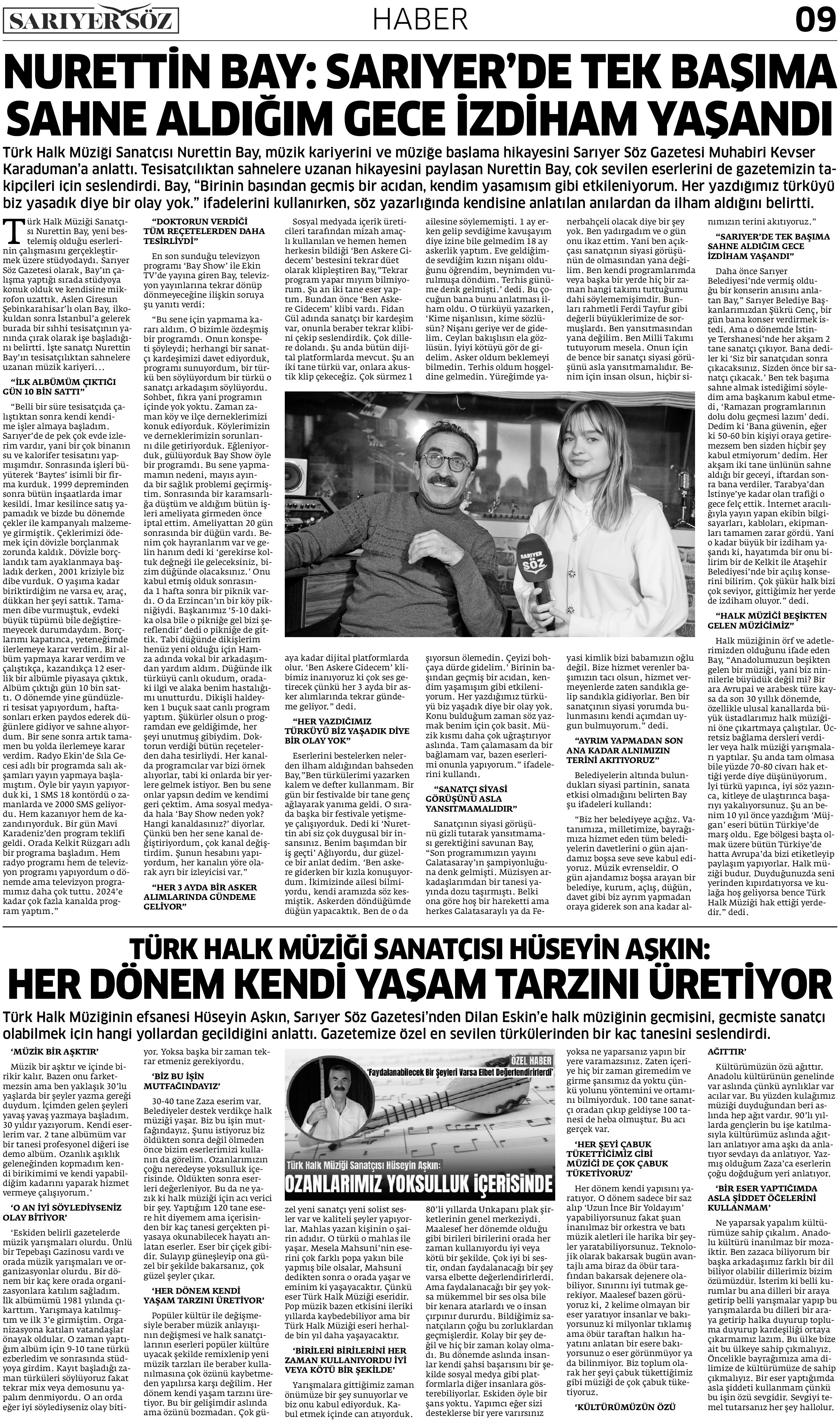Sarıyer Söz Gazetesi Sayı:3 — Sayfa 9