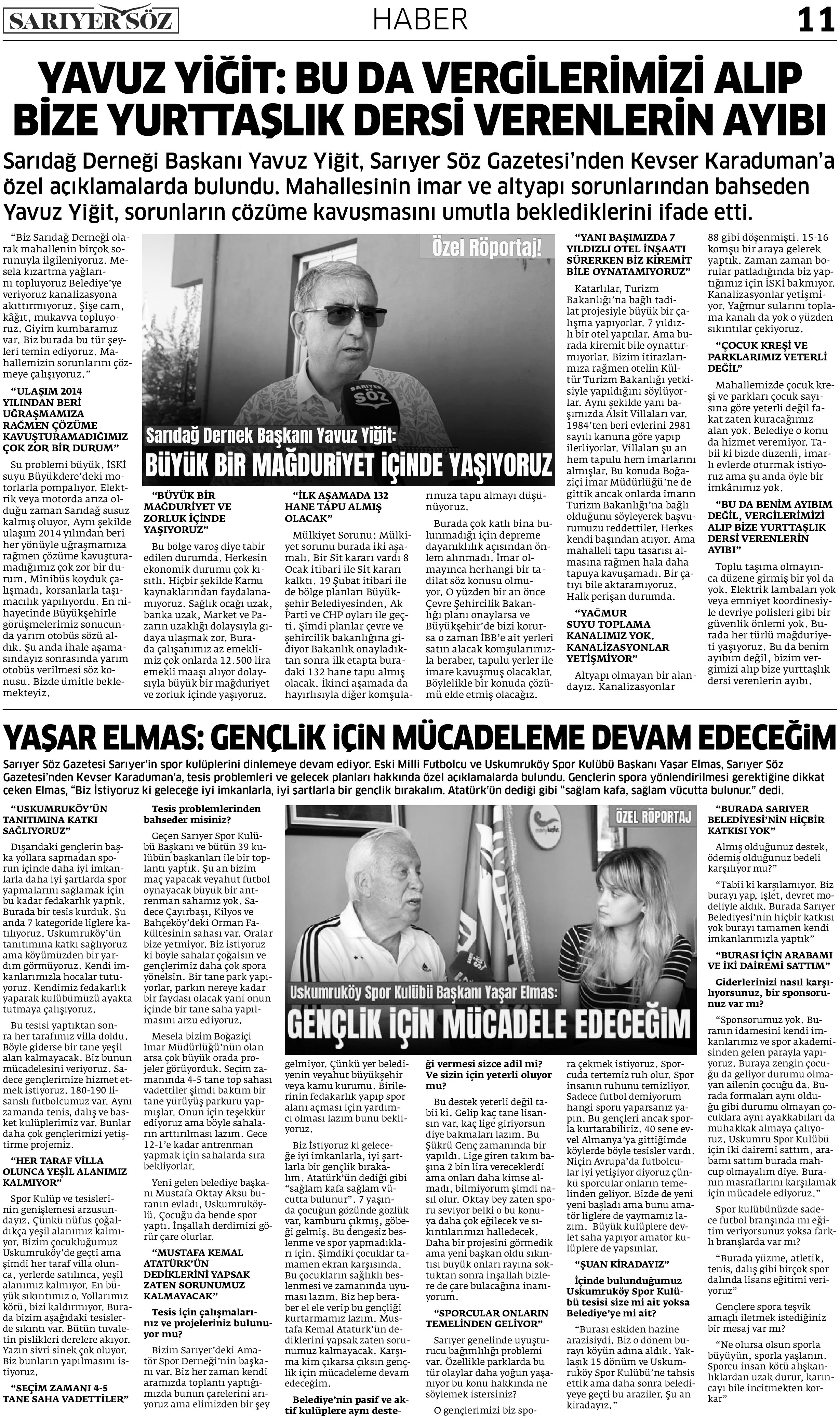 Sarıyer Söz Gazetesi Sayı:3 — Sayfa 11