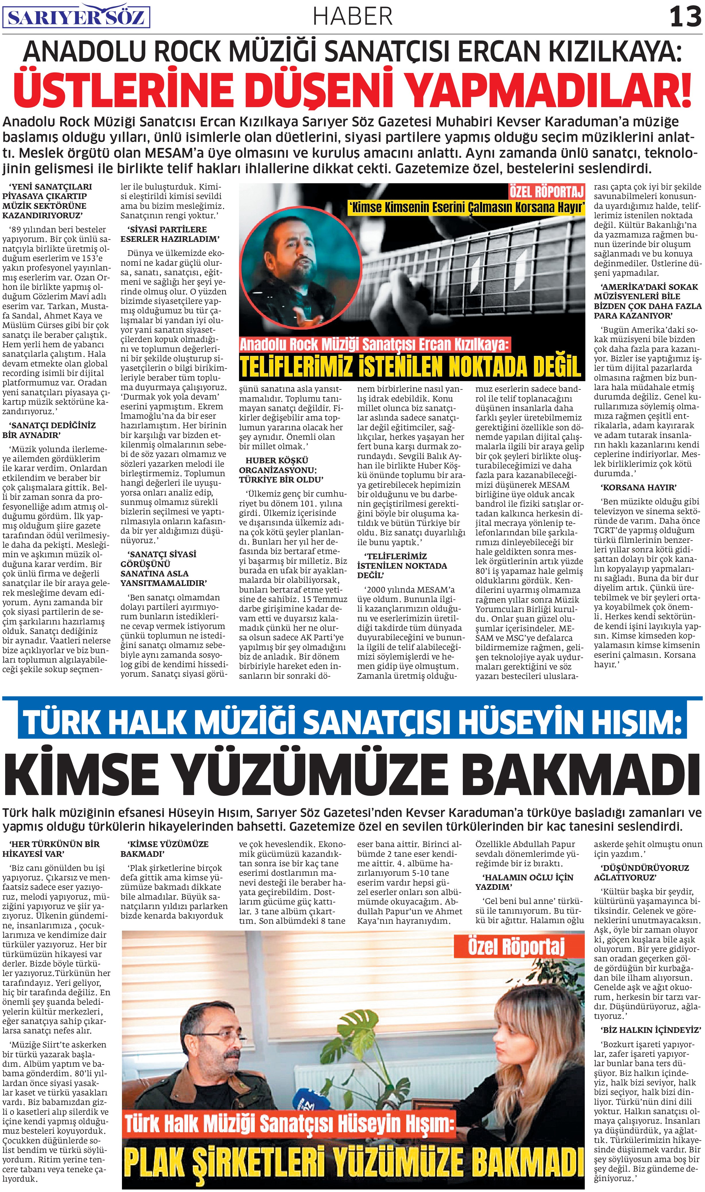 Sarıyer Söz Gazetesi Sayı:3 — Sayfa 13