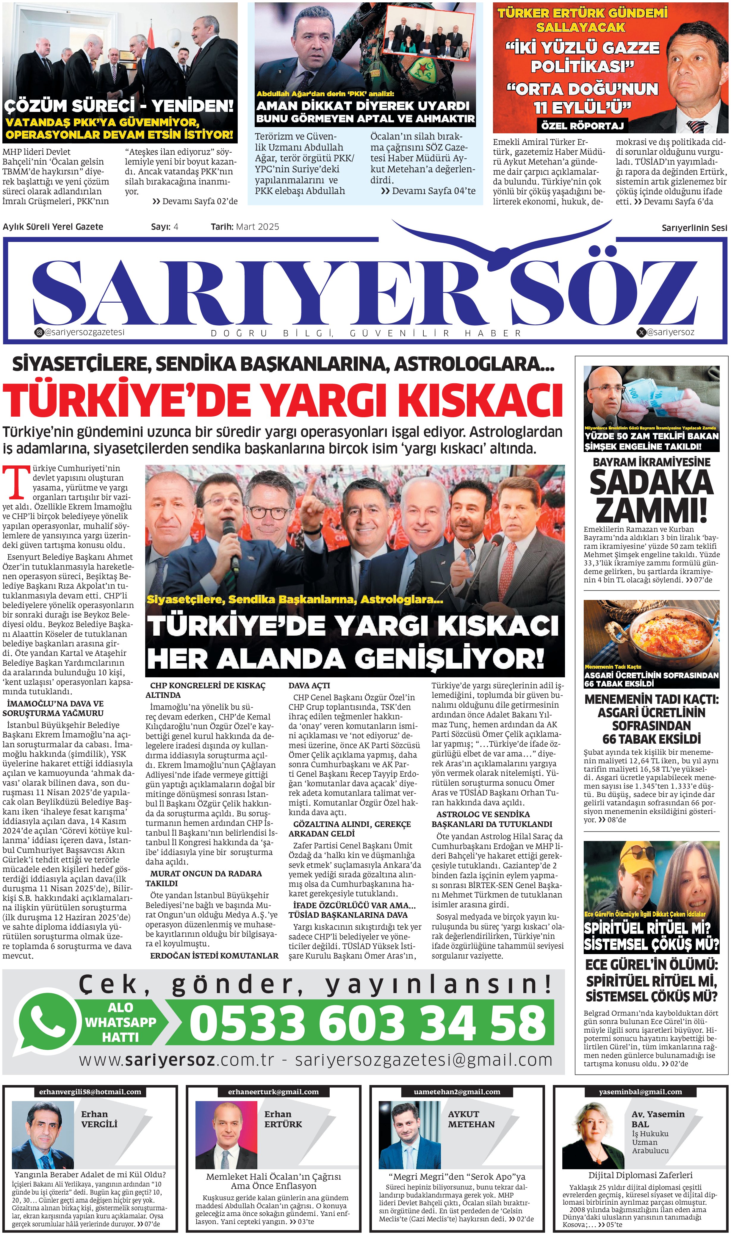 Sarıyer Söz Gazetesi Sayı:4 — Sayfa 1