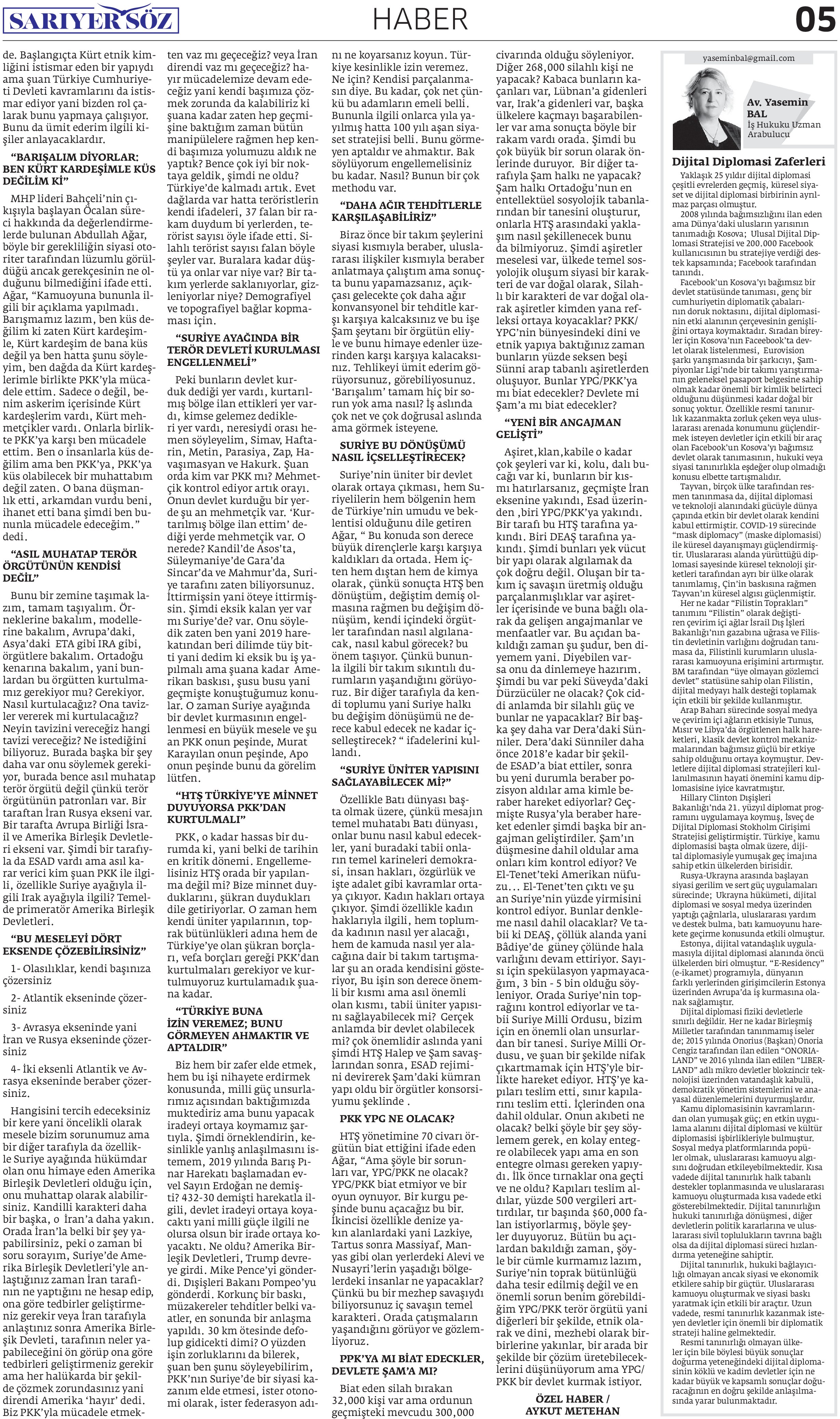 Sarıyer Söz Gazetesi Sayı:4 — Sayfa 5