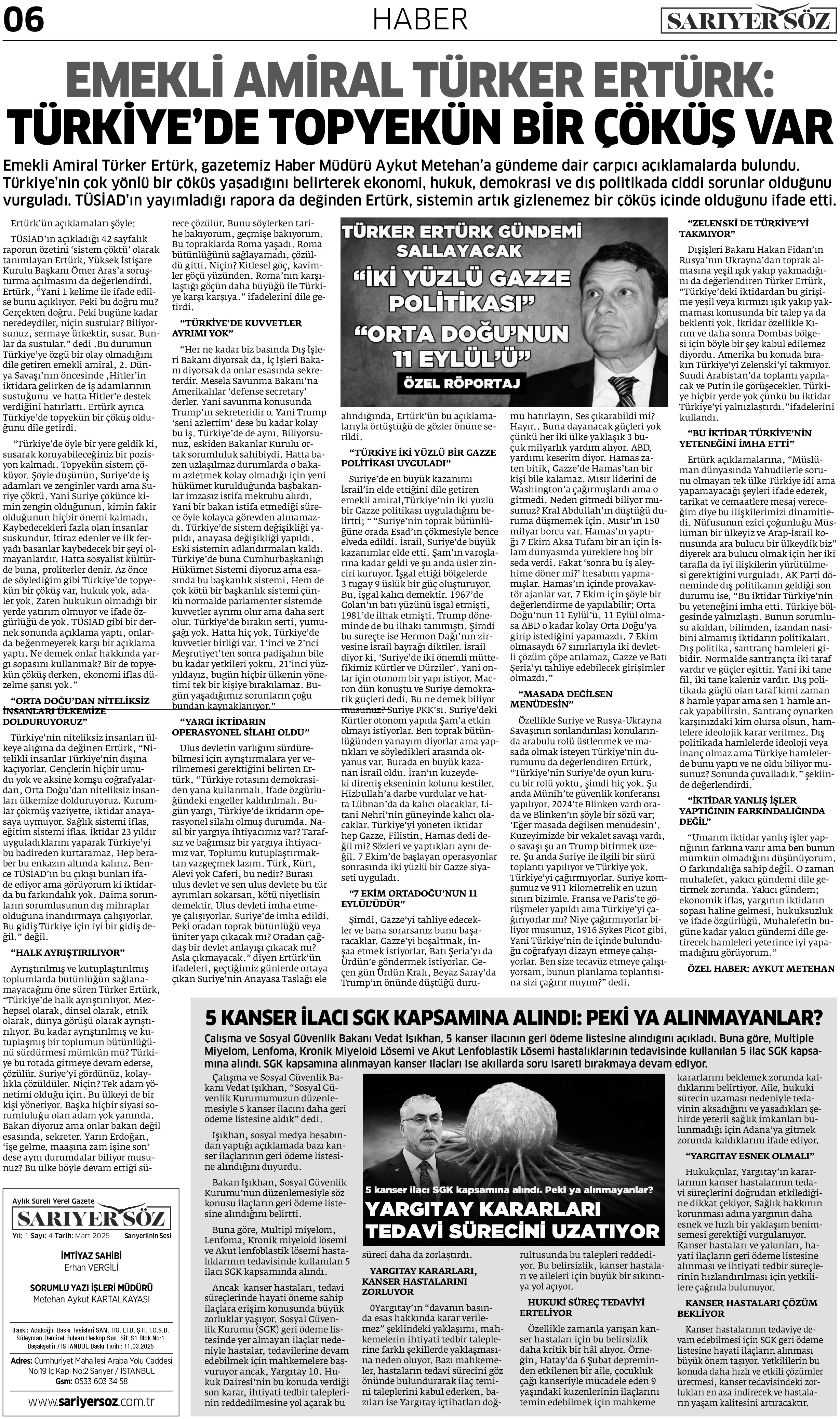 Sarıyer Söz Gazetesi Sayı:4 — Sayfa 6