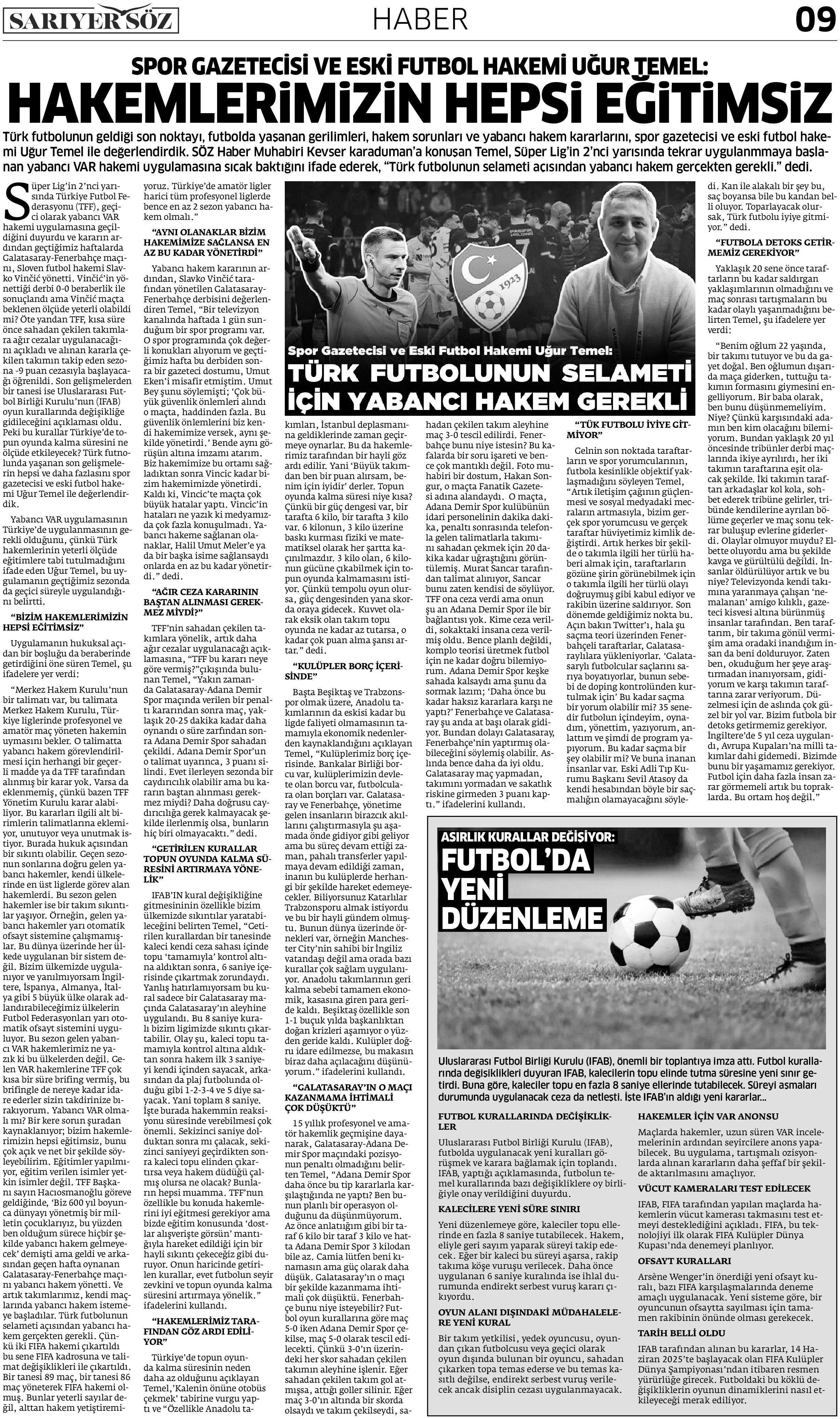 Sarıyer Söz Gazetesi Sayı:4 — Sayfa 9