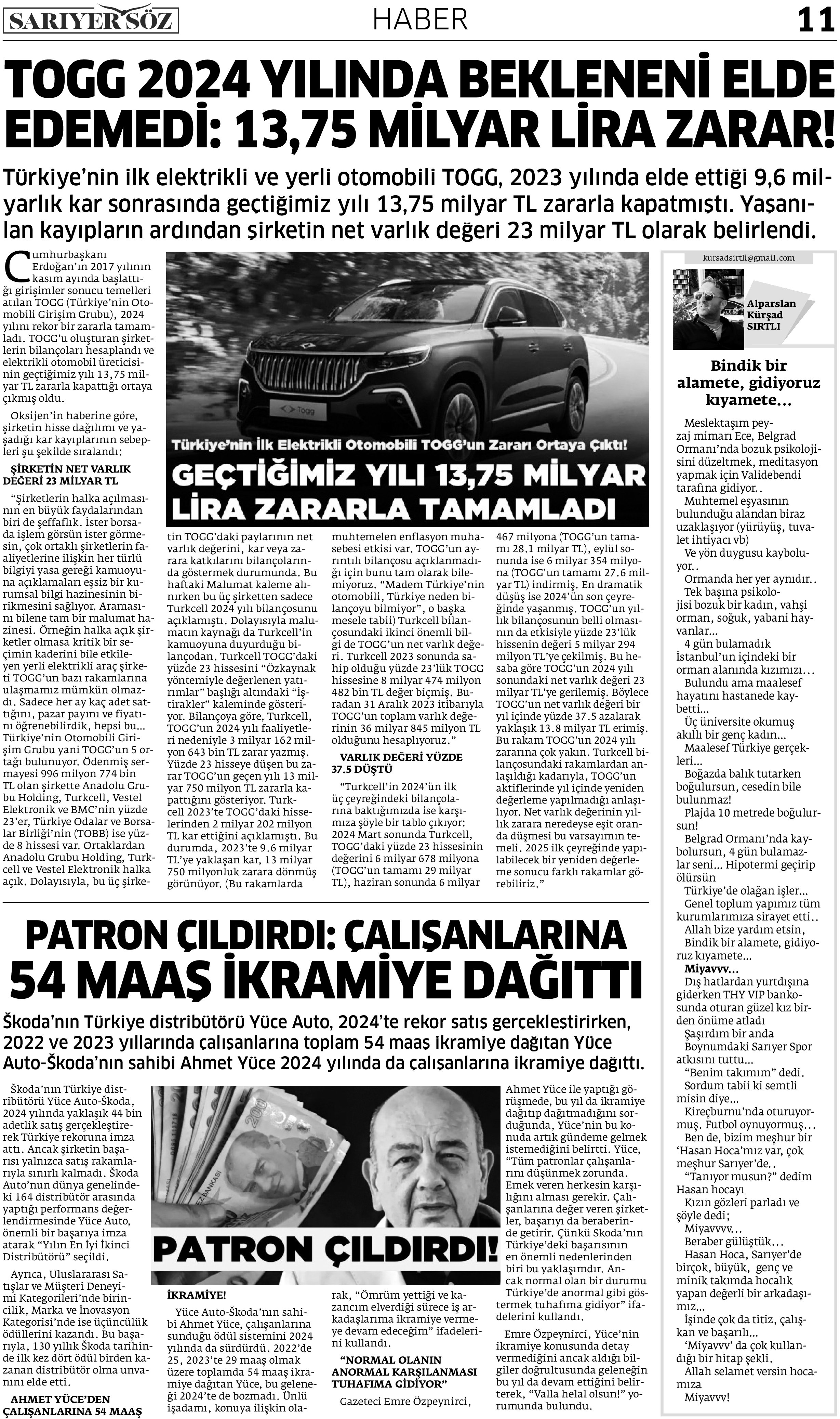 Sarıyer Söz Gazetesi Sayı:4 — Sayfa 11