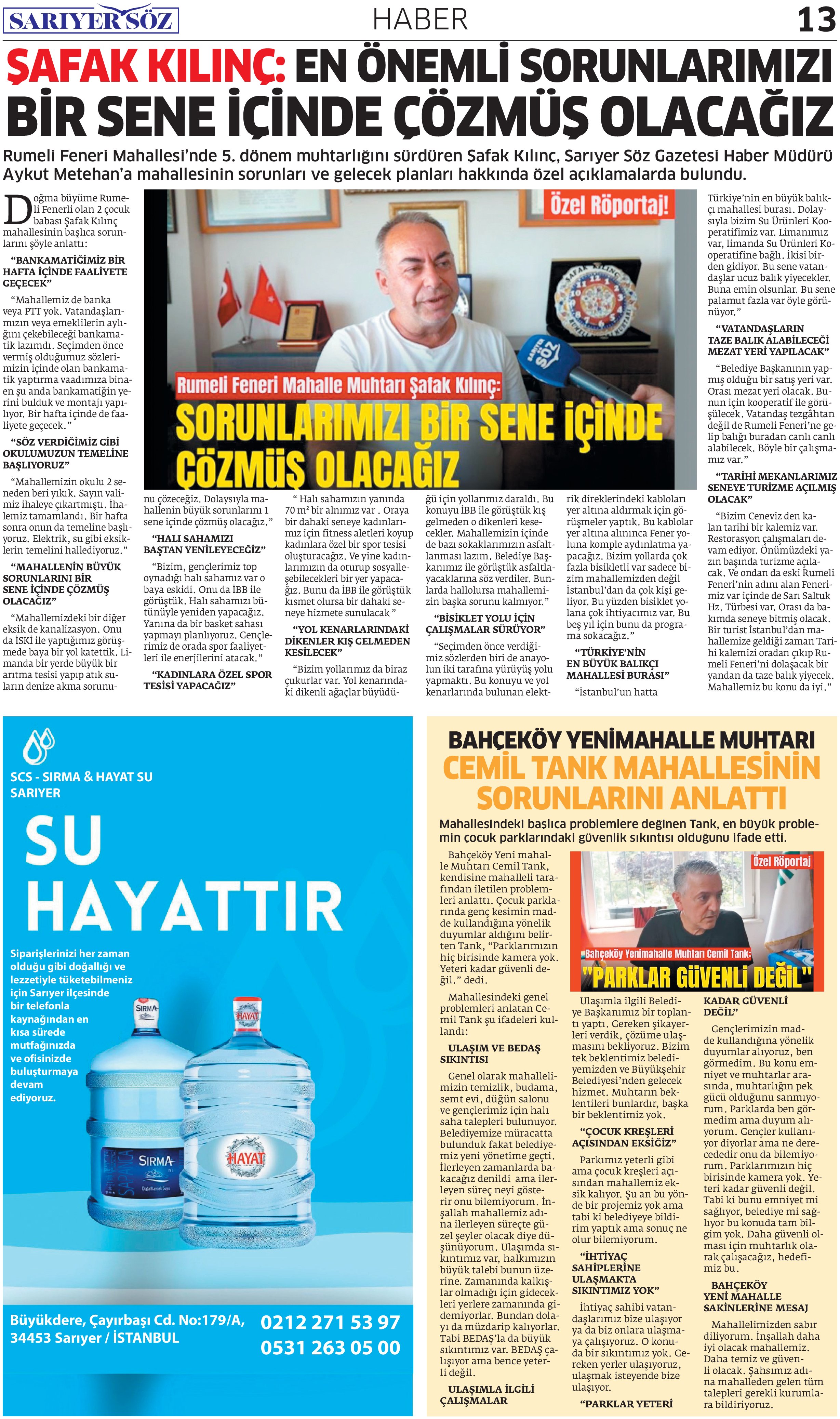 Sarıyer Söz Gazetesi Sayı:4 — Sayfa 13